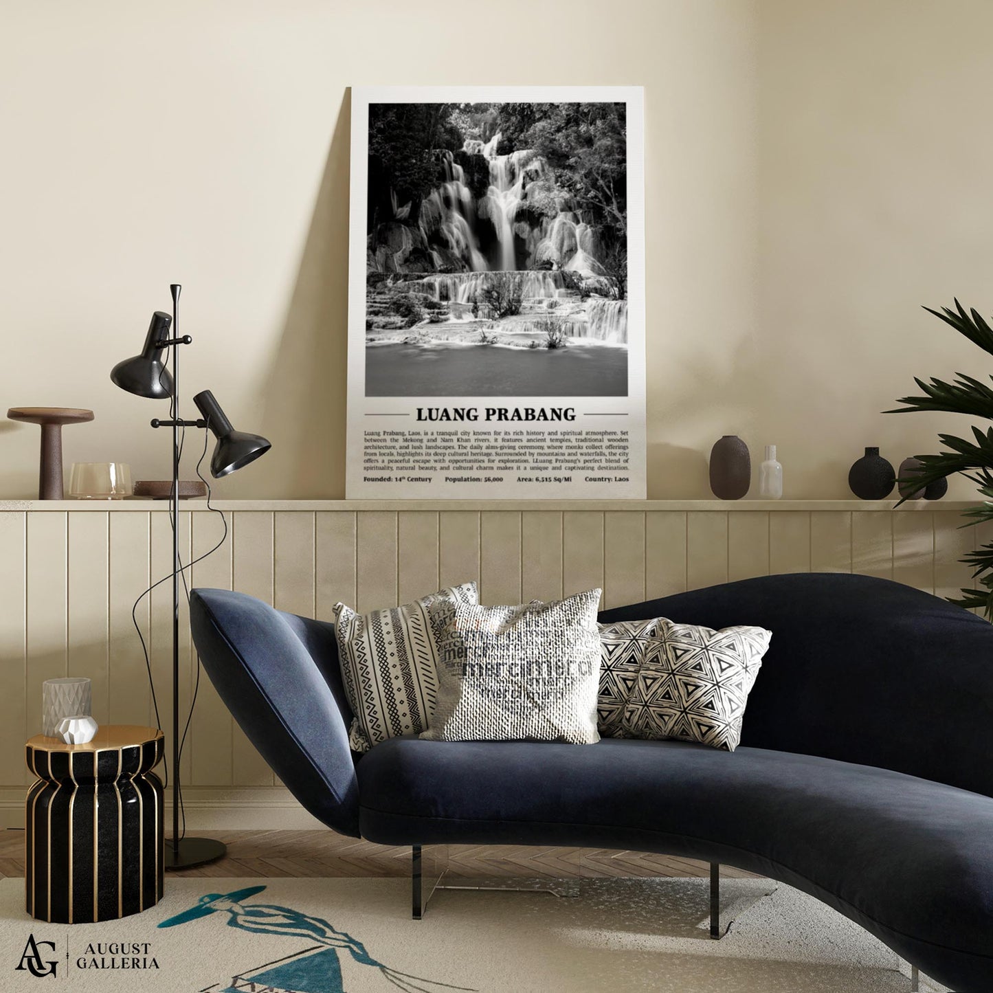 Luang Prabang Black & White City Print