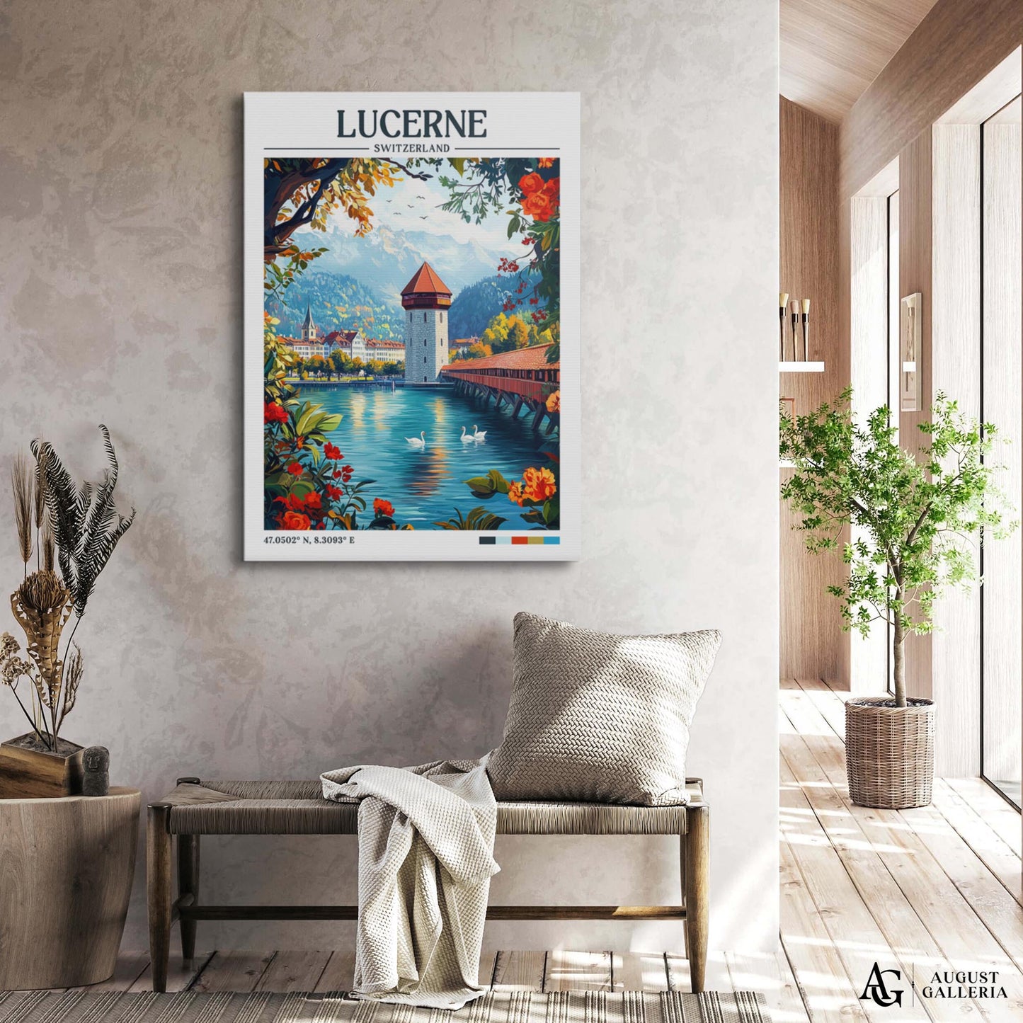 Lucerne Switzerland Retro Travel Print