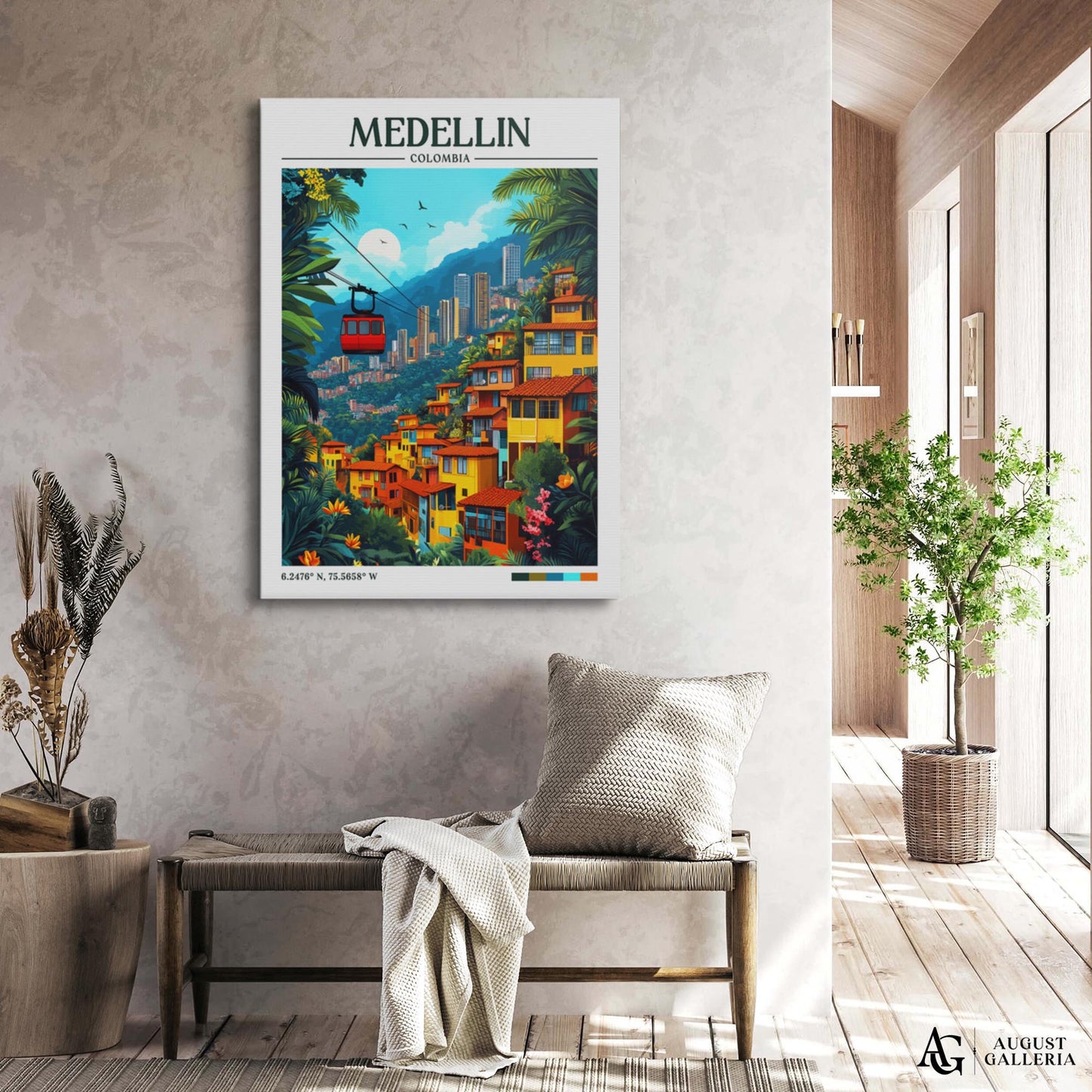 Medellín Colombia Retro Travel Print