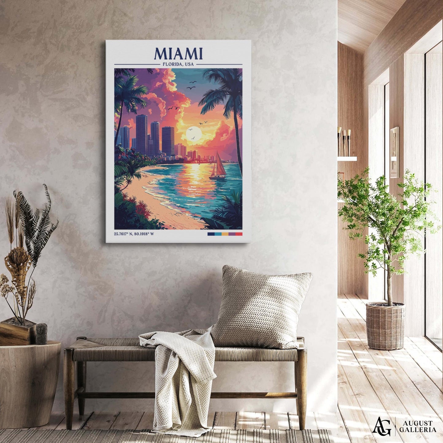 Miami Florida Retro Travel Print