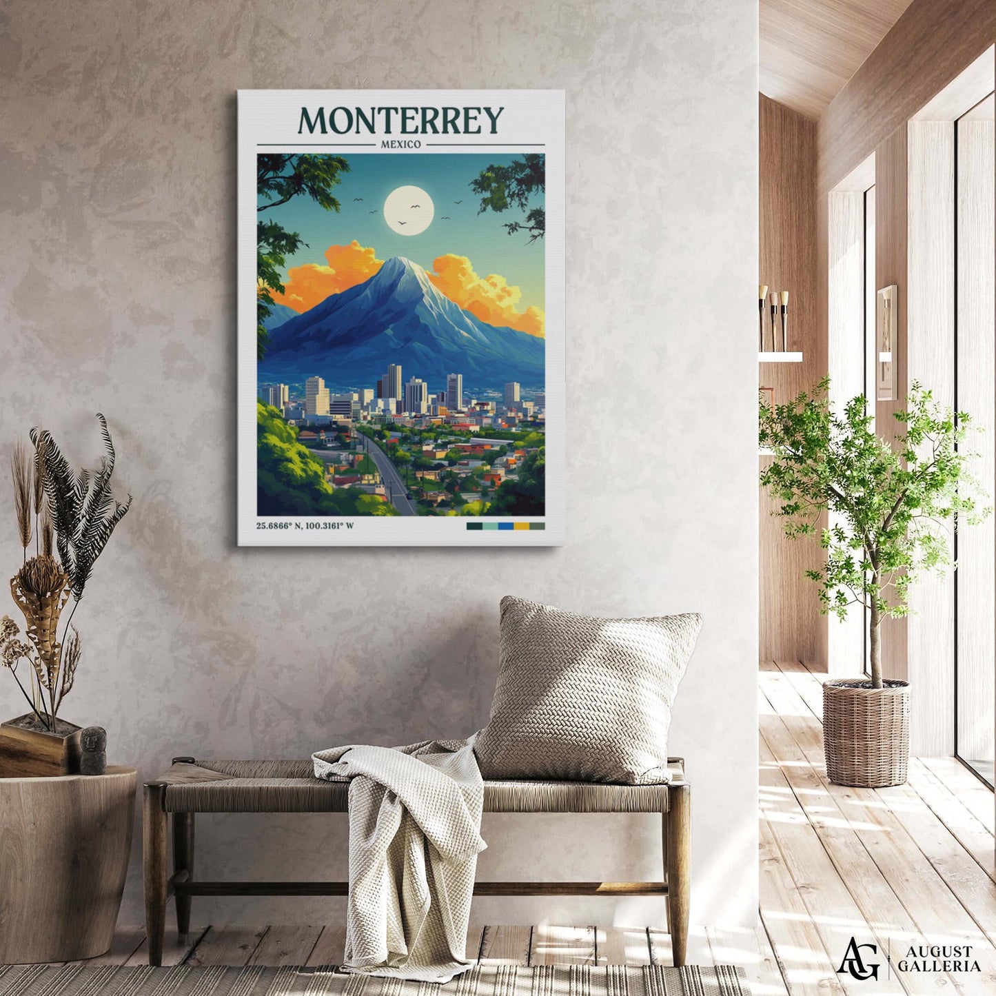 Monterrey Mexico Retro Travel Print