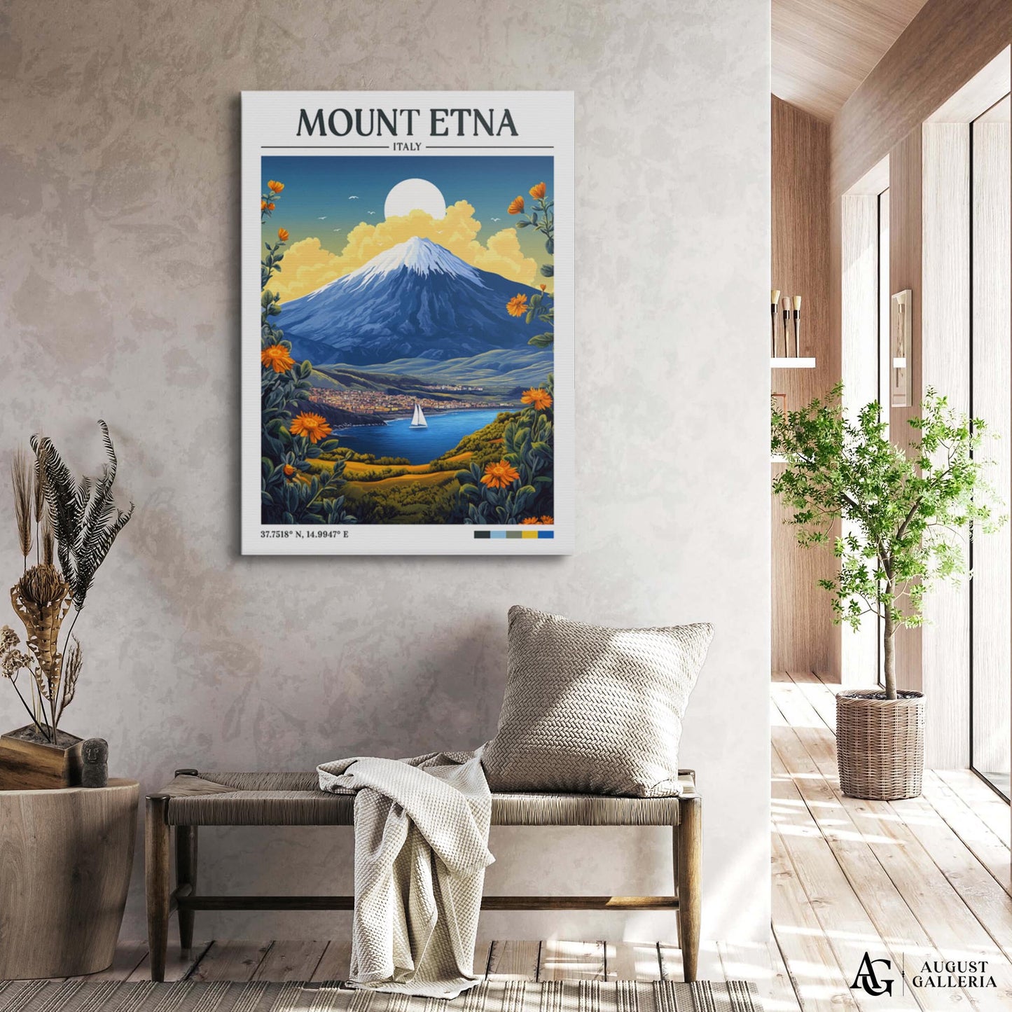 Mount Etna Retro Travel Print