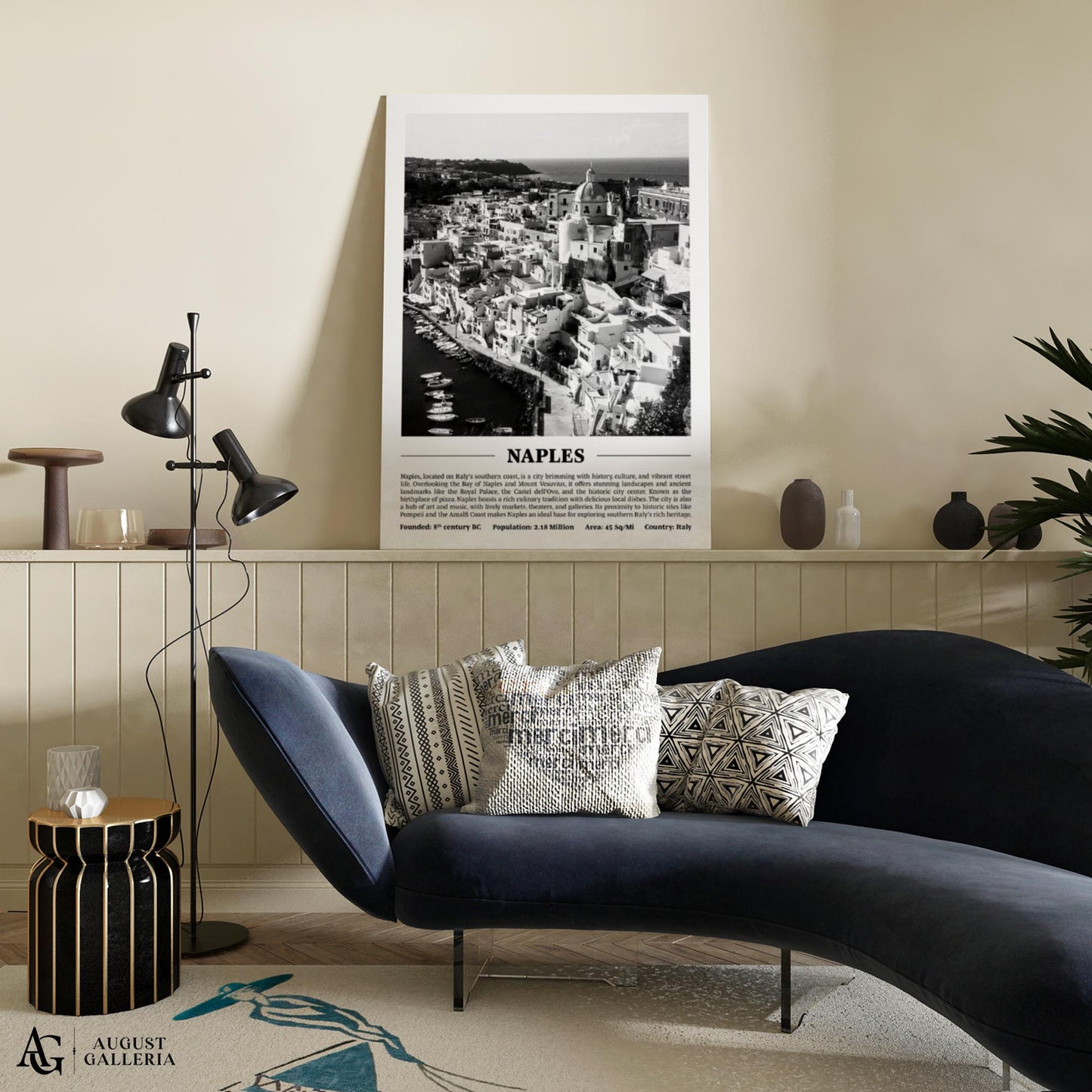 Naples Black & White City Print