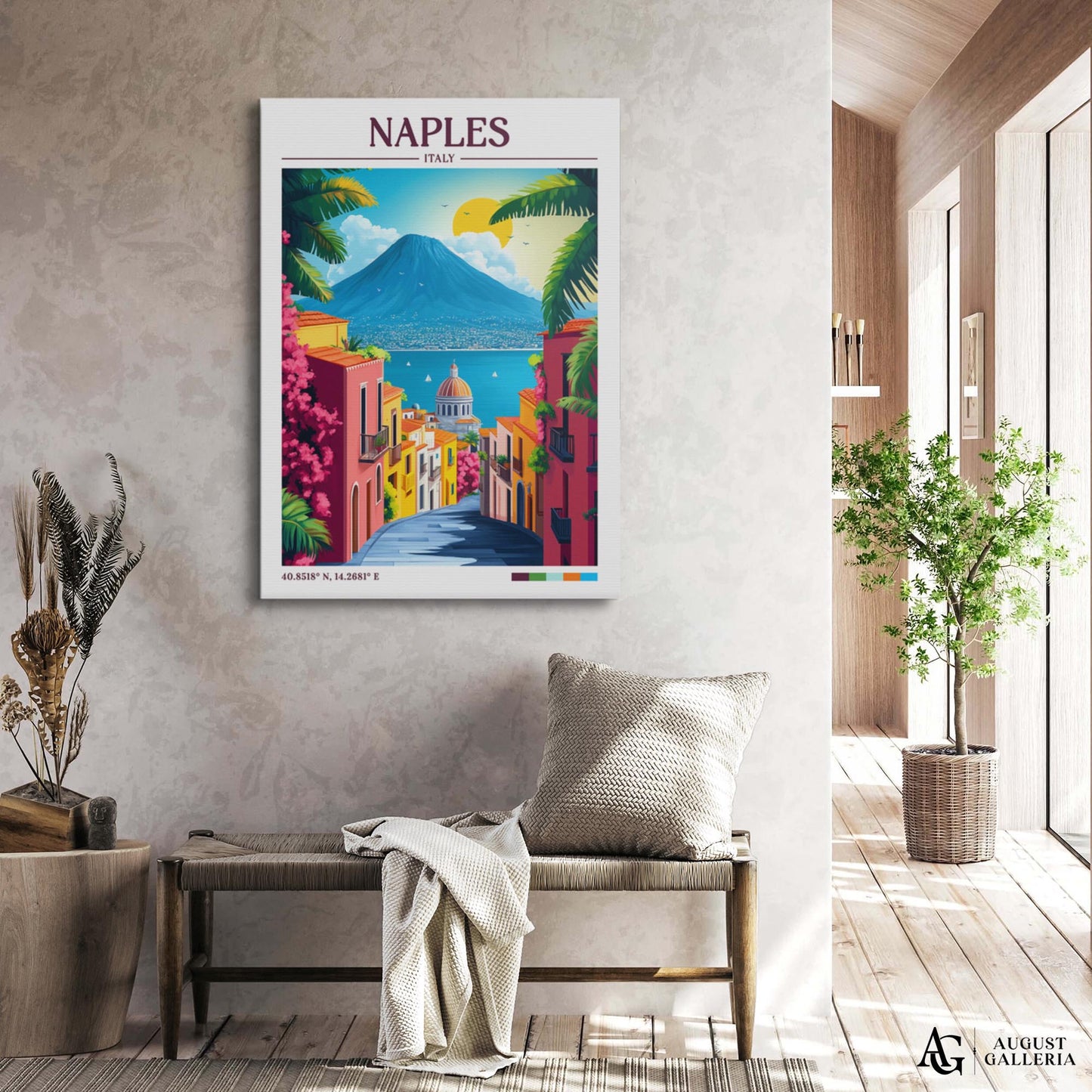 Naples Italy Retro Travel Print