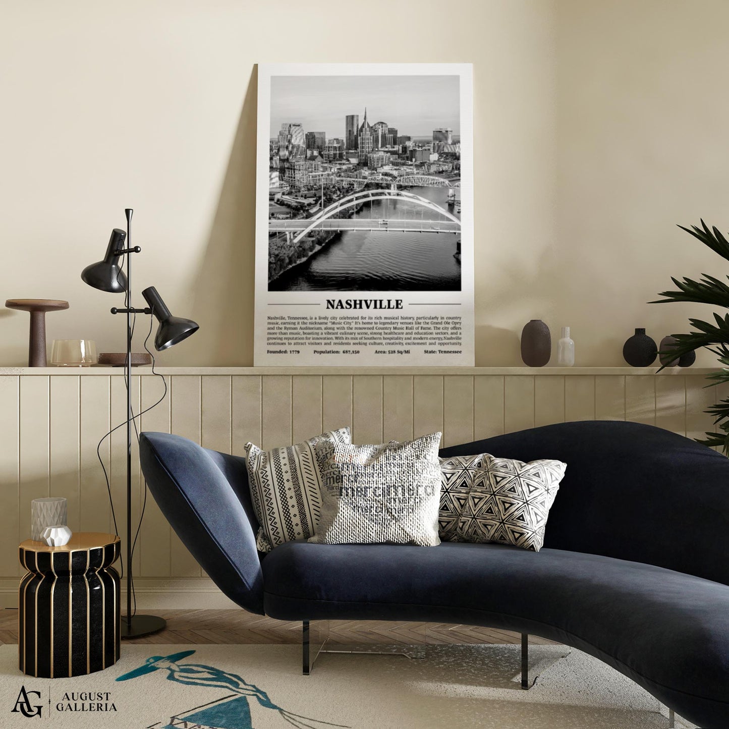 Nashville Black & White City Print