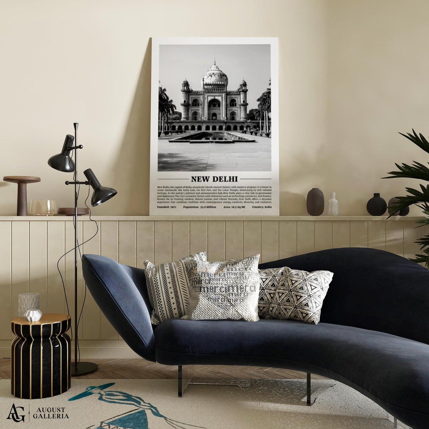 New Delhi Black & White City Print
