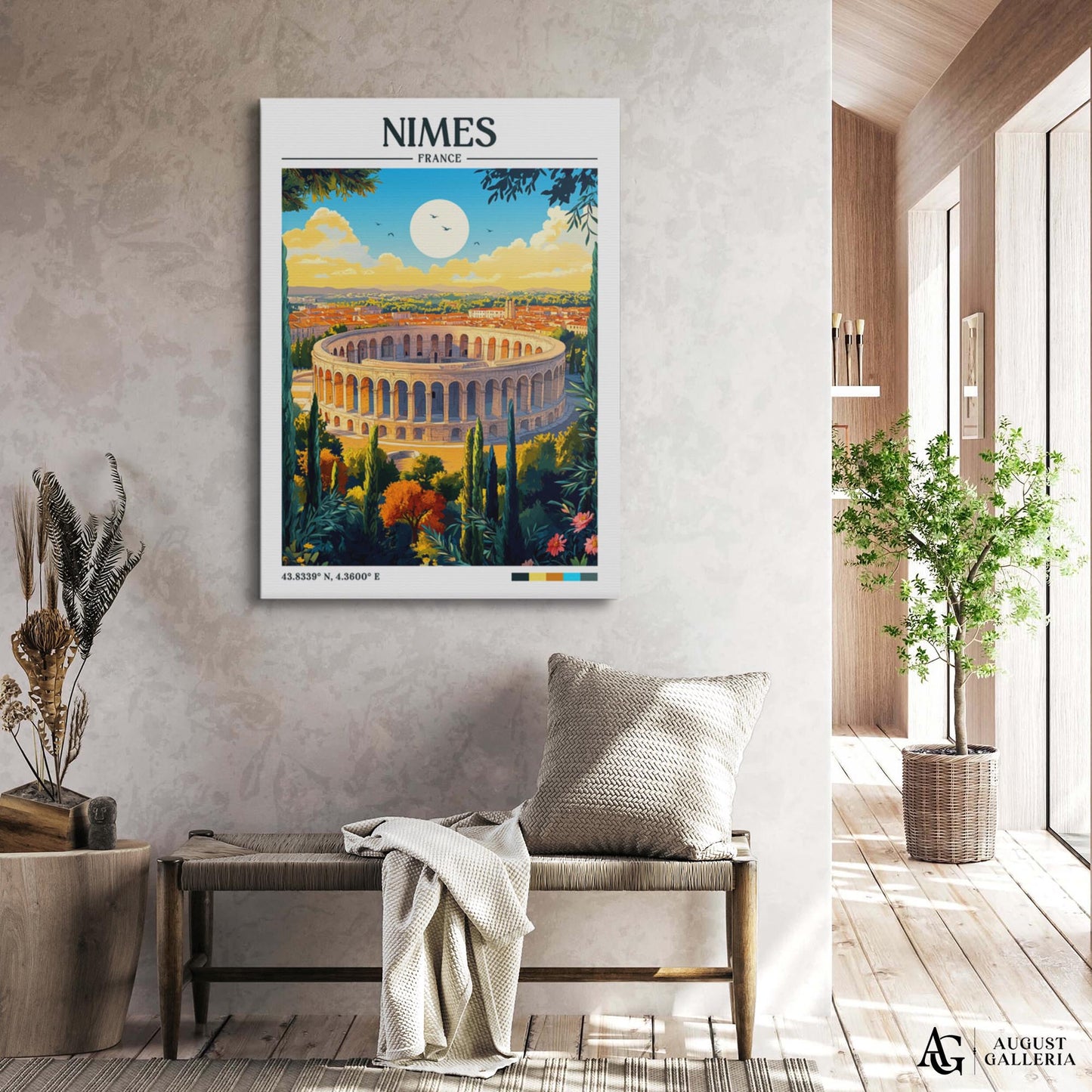 Nîmes France Retro Travel Print