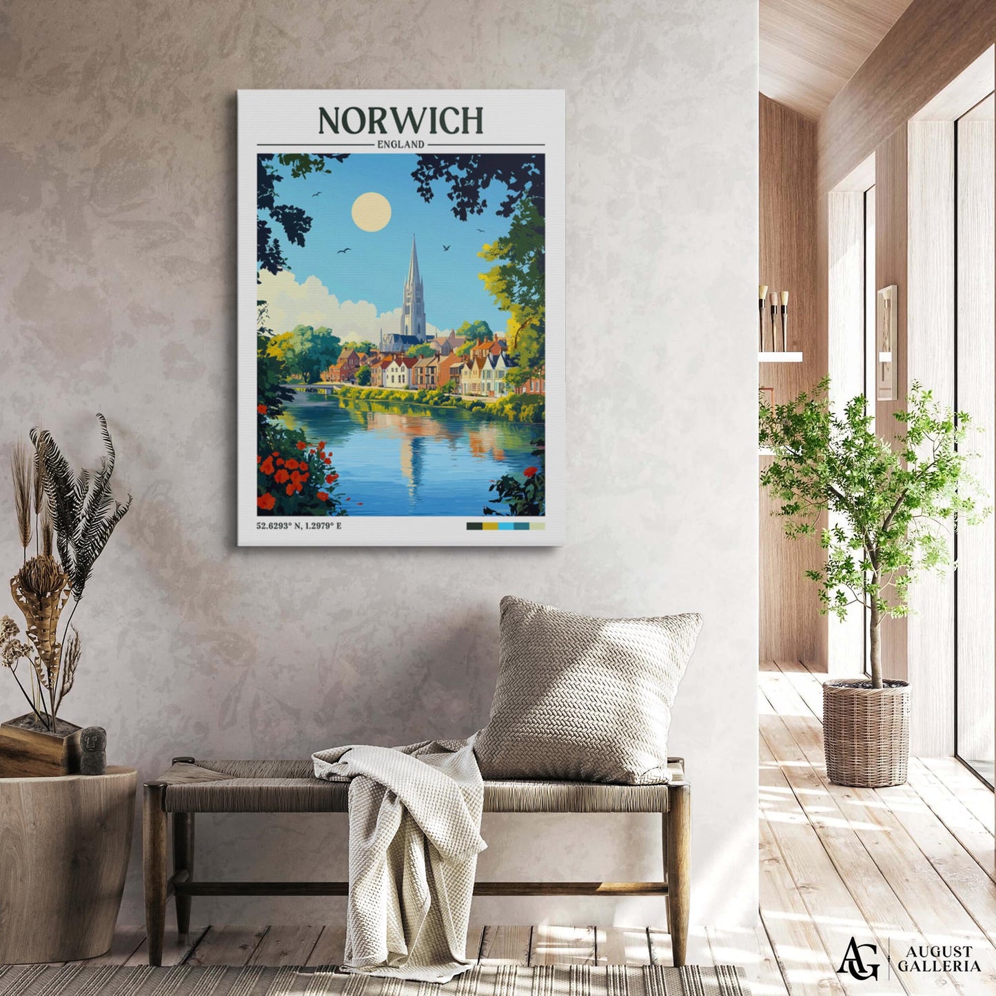 Norwich England Retro Travel Print