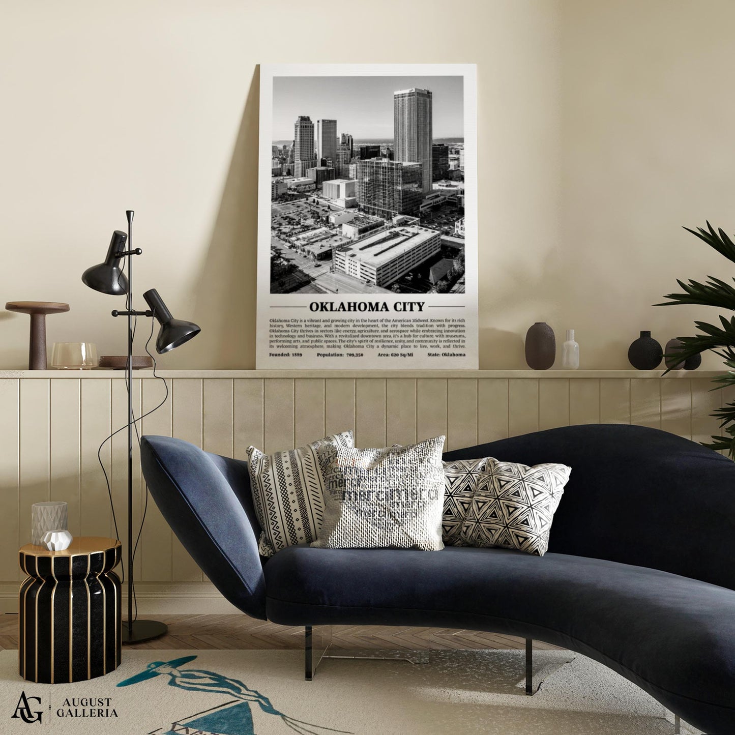 Oklahoma City Black & White City Print