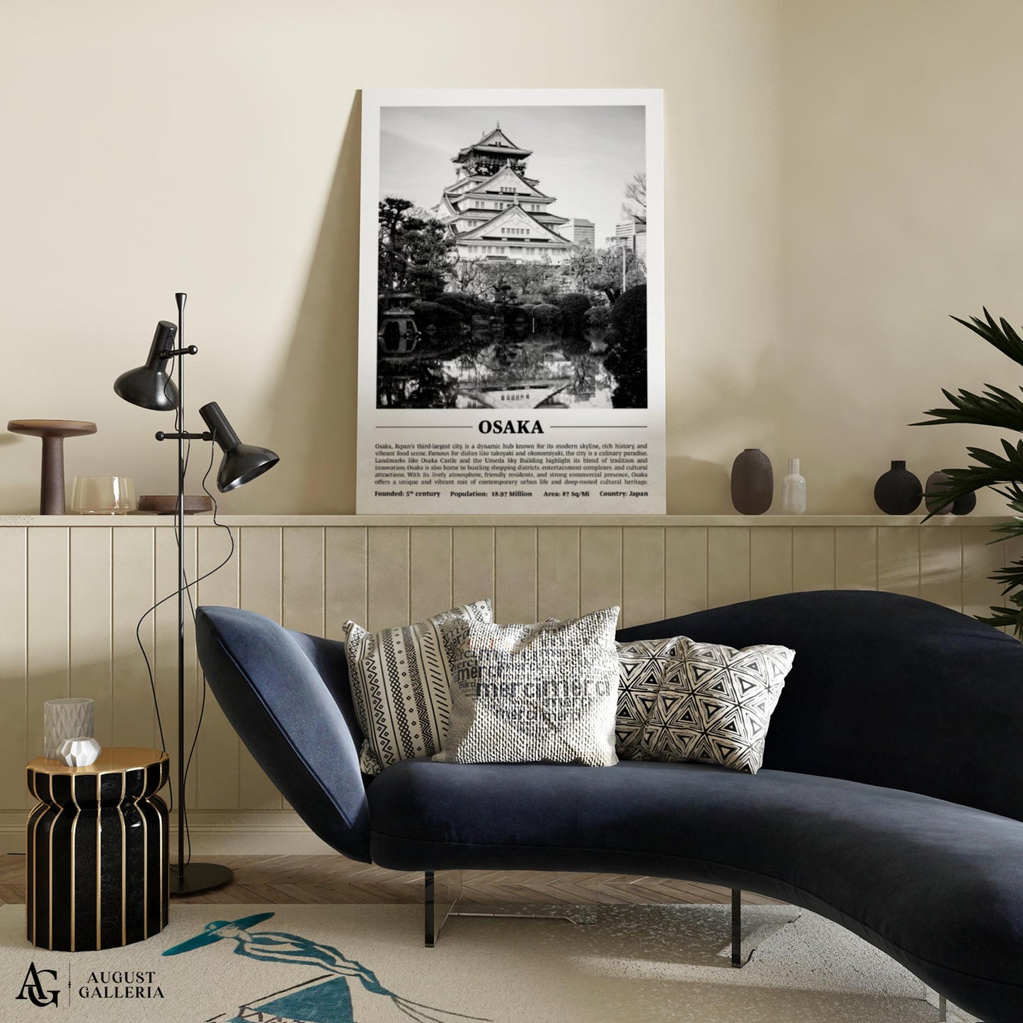 Osaka Black & White City Print