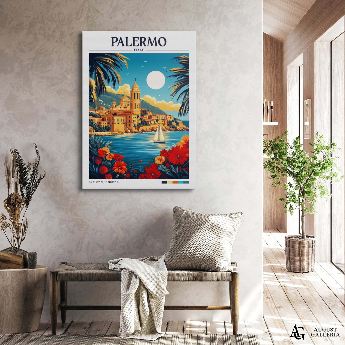 Palermo Italy Retro Travel Print