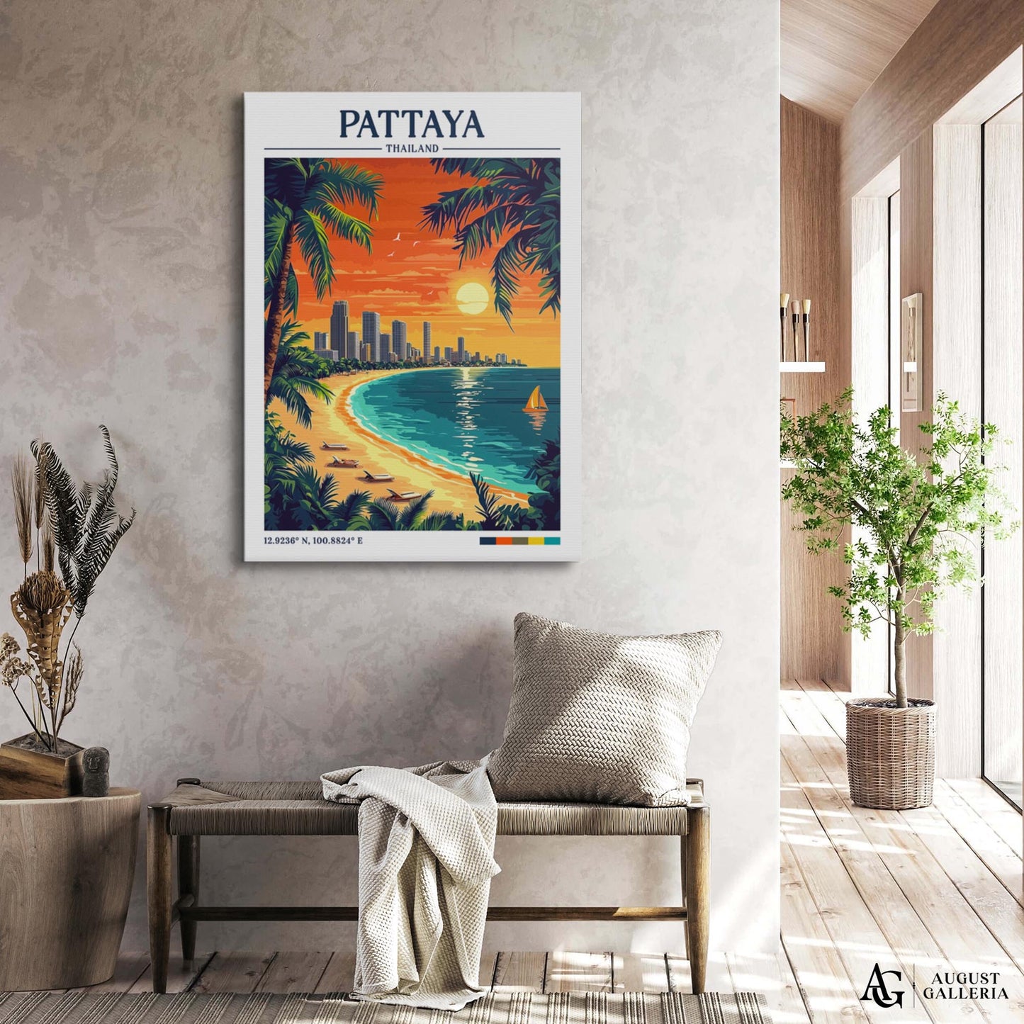 Pattaya Thailand Retro Travel Print