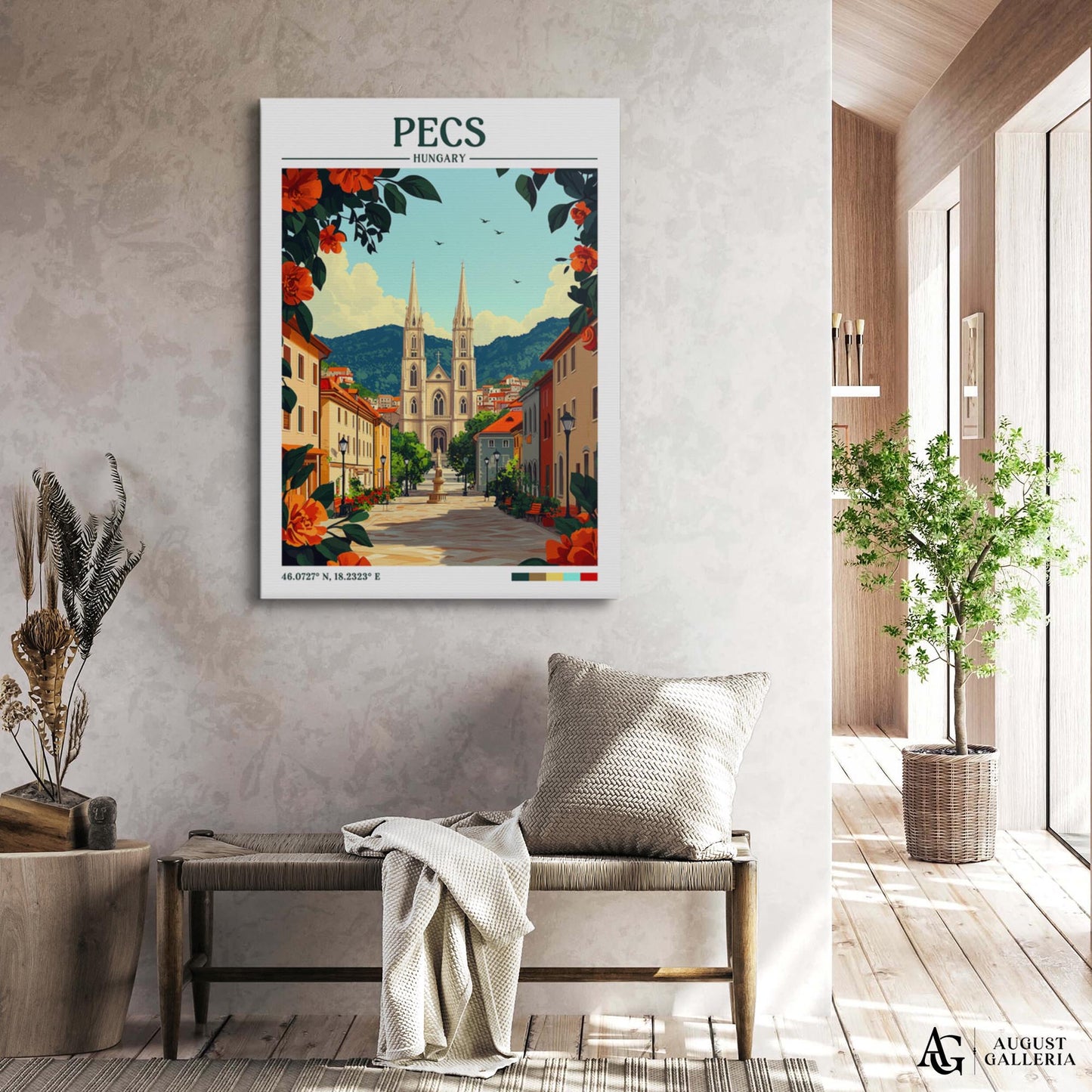 Pécs Hungary Retro Travel Print