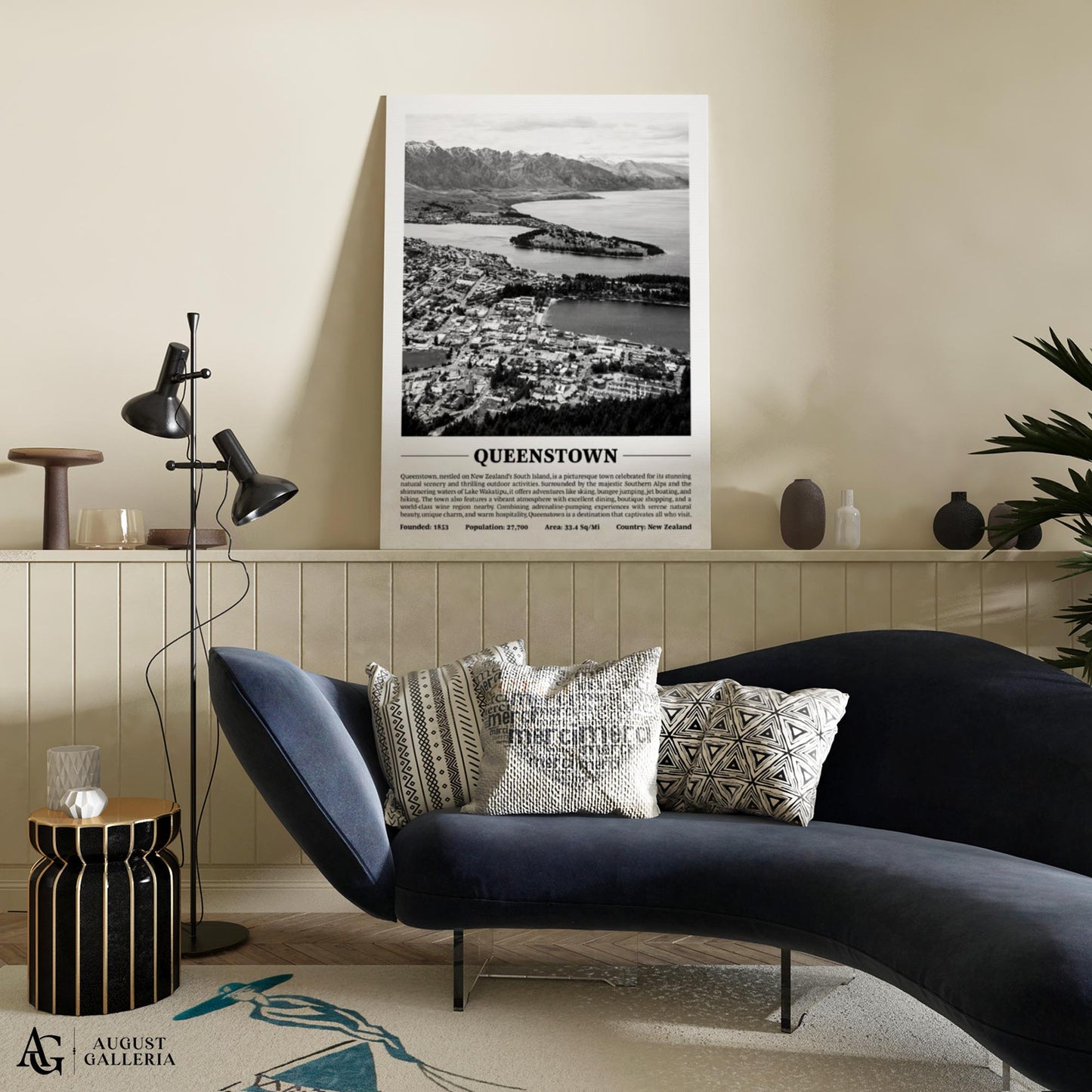Queenstown Black & White City Print