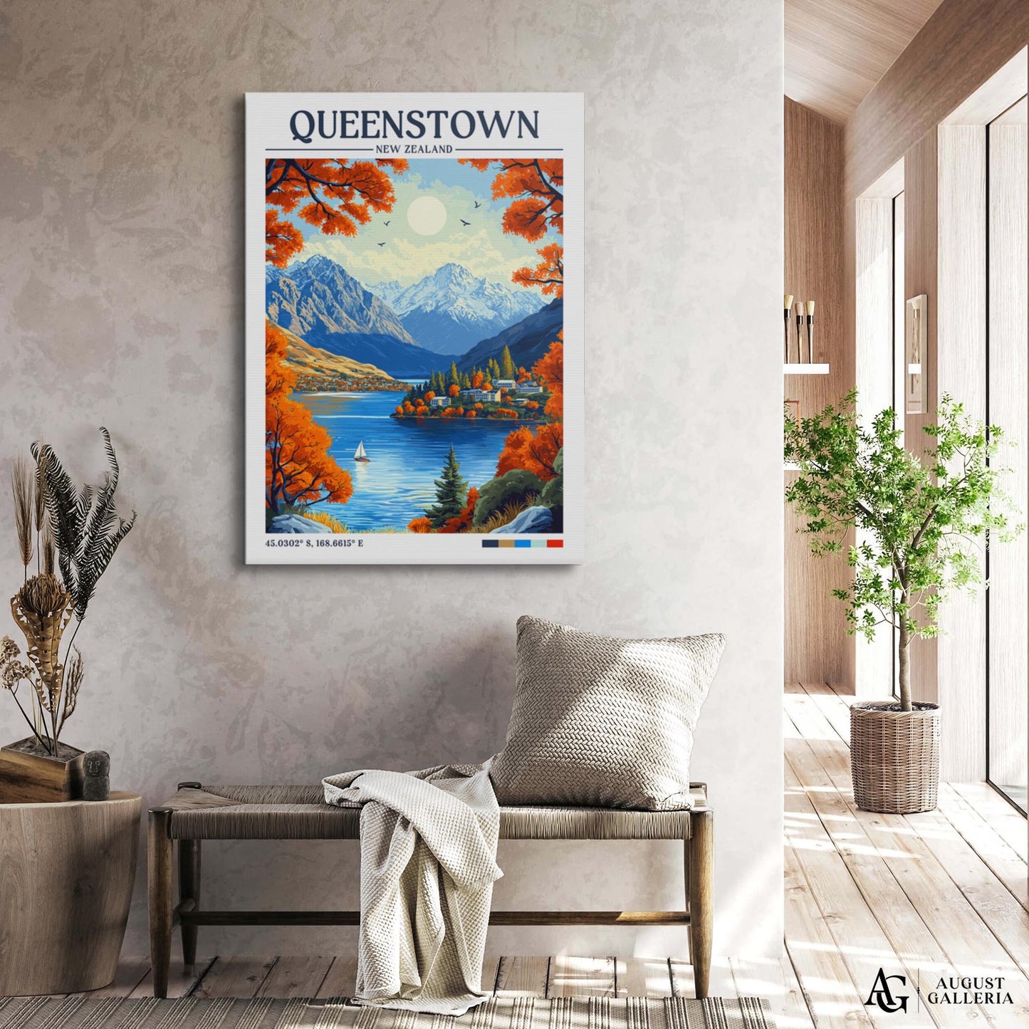 Queenstown New Zealand Retro Travel Print