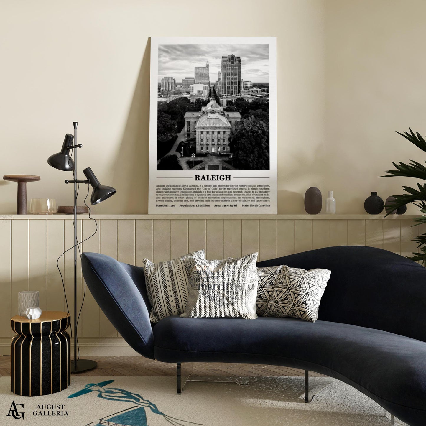 Raleigh Black & White City Print