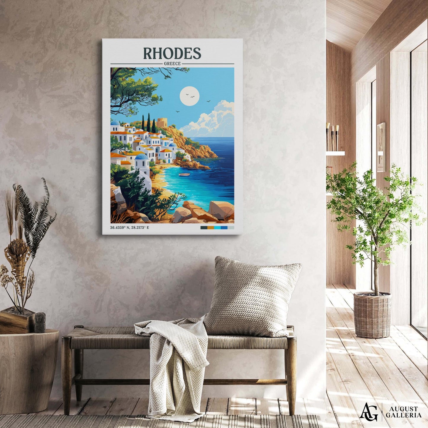 Rhodes Greece Retro Travel Print