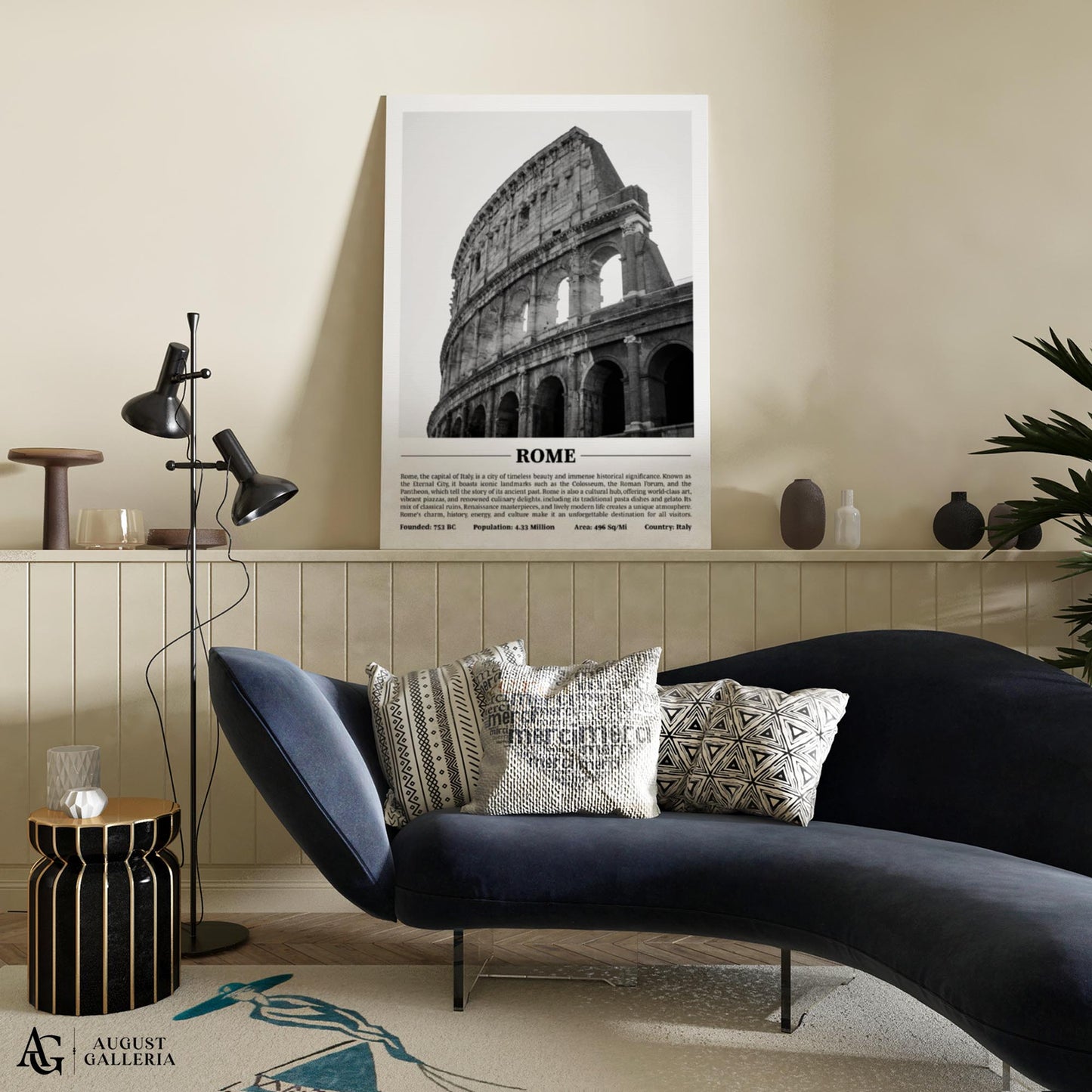 Rome Black & White City Print