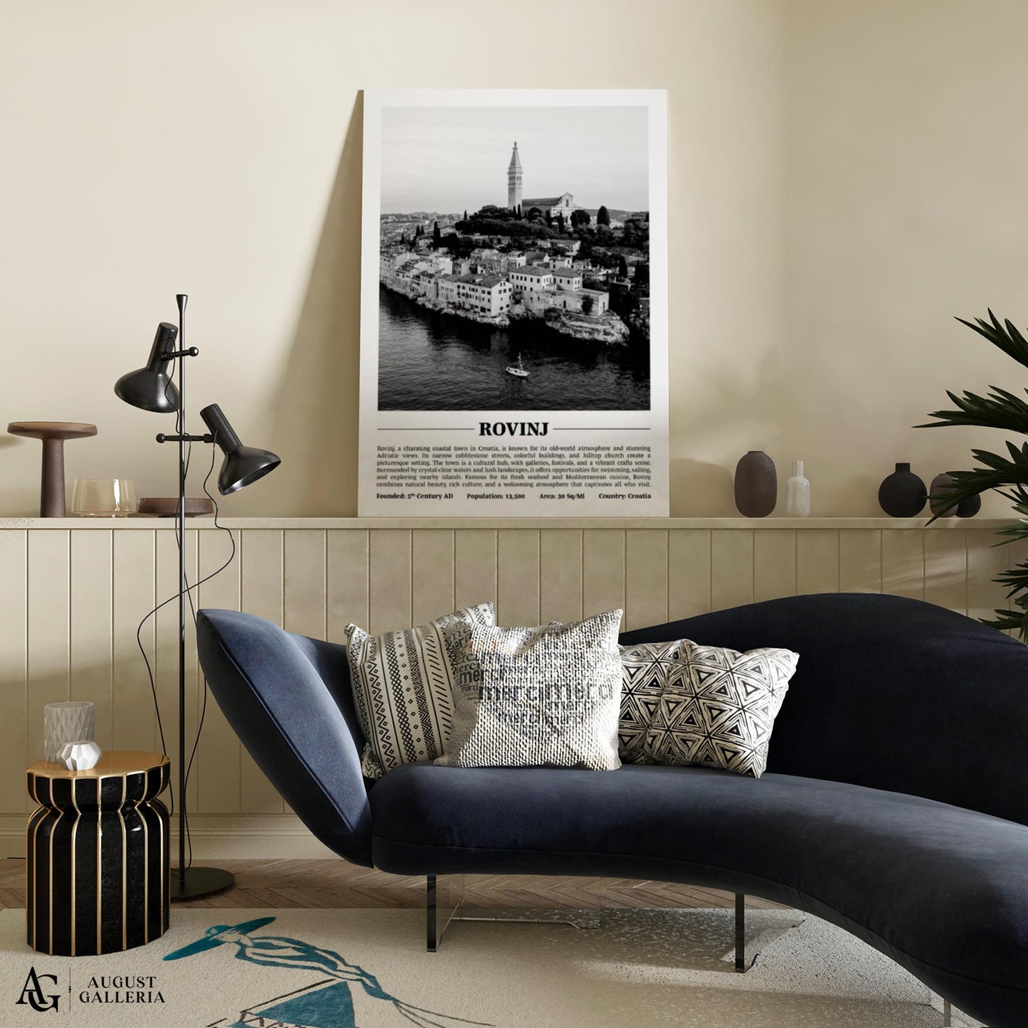 Rovinj Black & White City Print