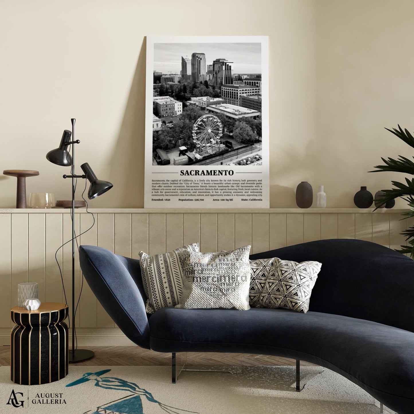 Sacramento Black & White City Print