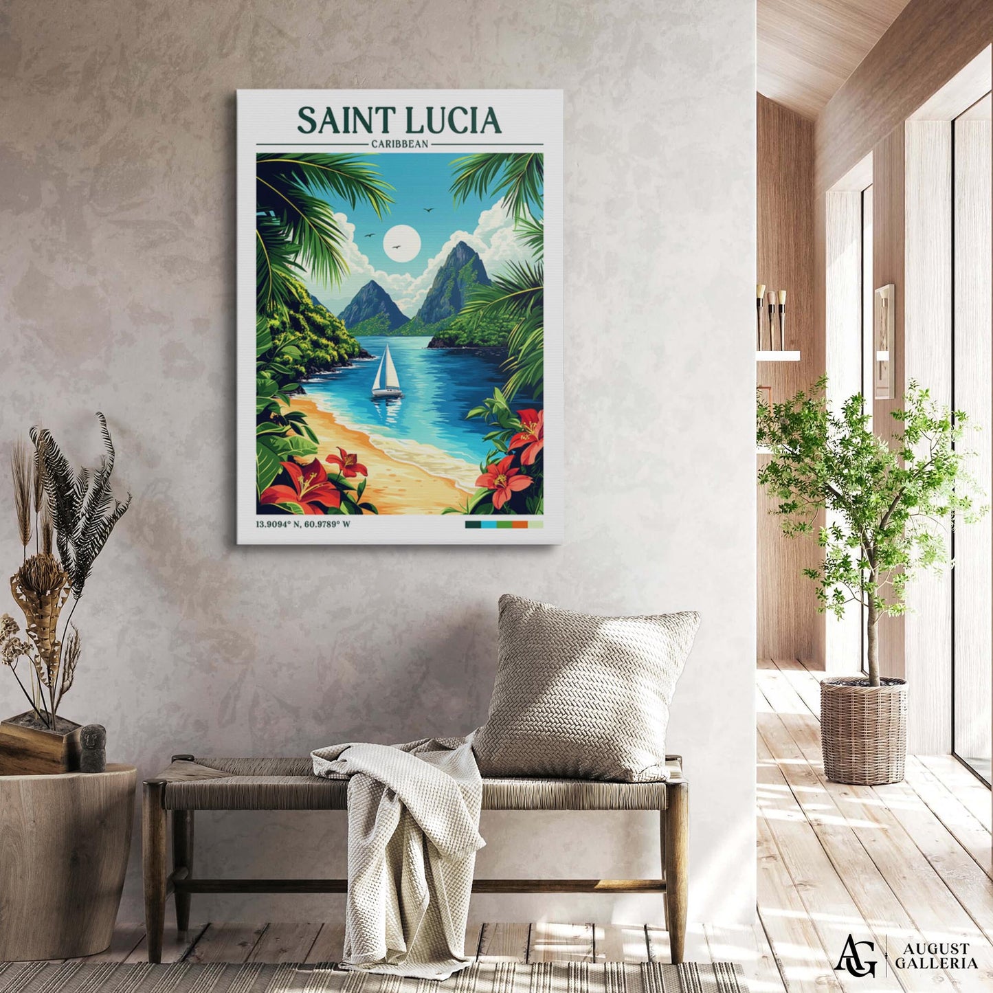 Saint Lucia Retro Travel Print