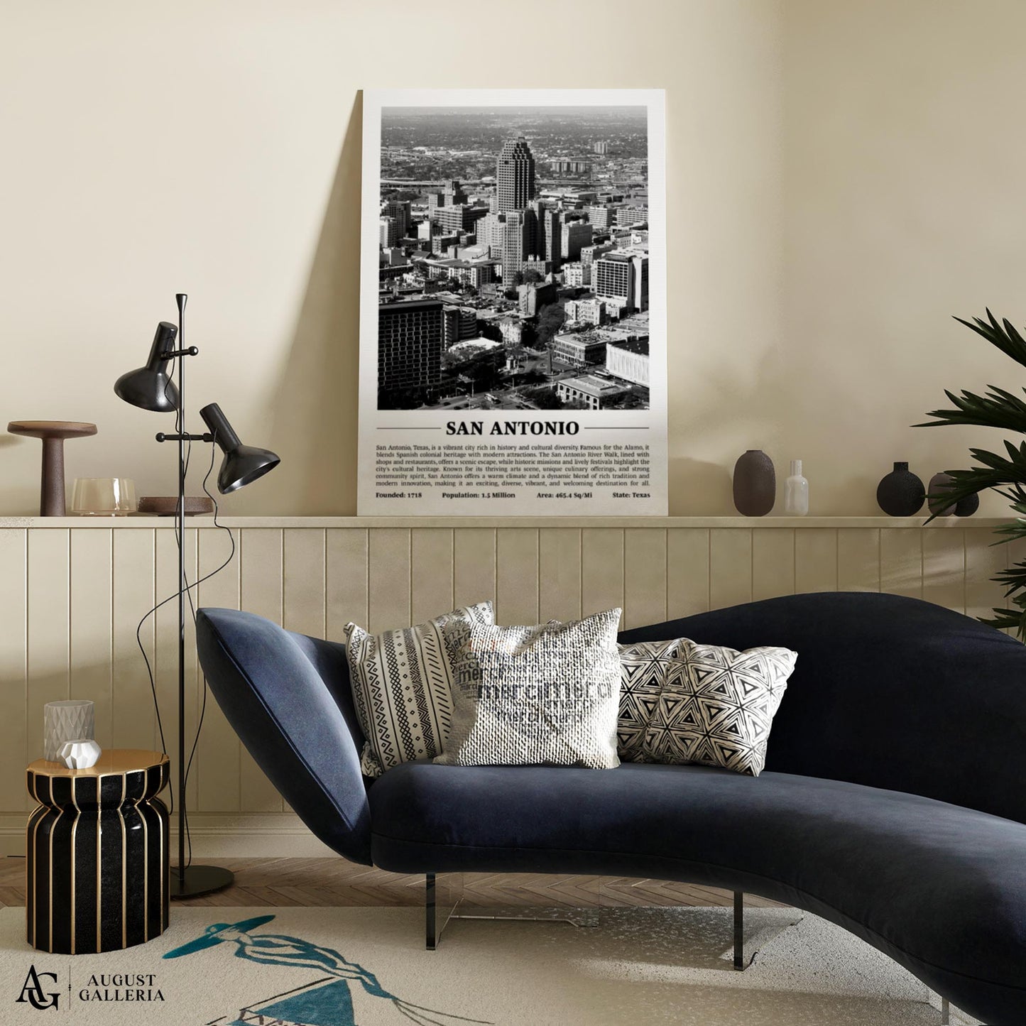 San Antonio Black & White City Print