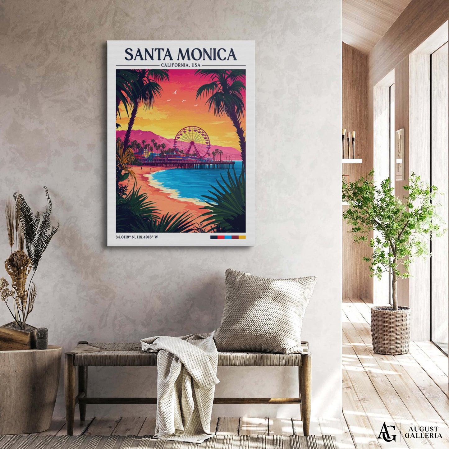 Santa Monica Retro Travel Print