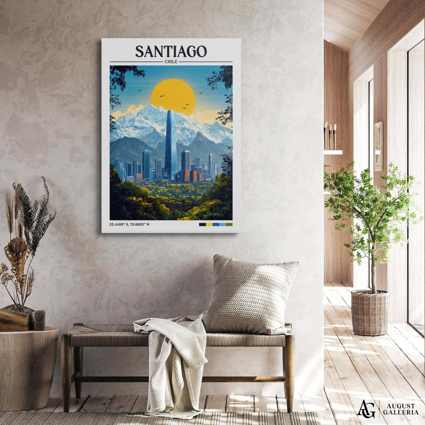 Santiago Chile Retro Travel Print