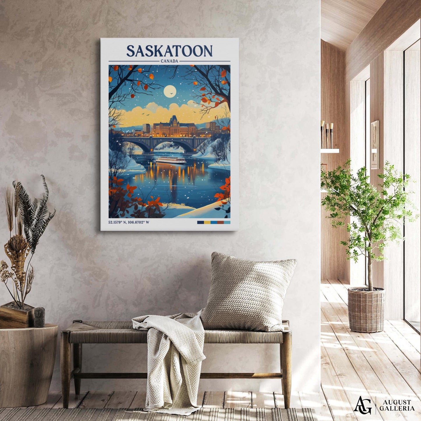 Saskatoon Canada Retro Travel Print