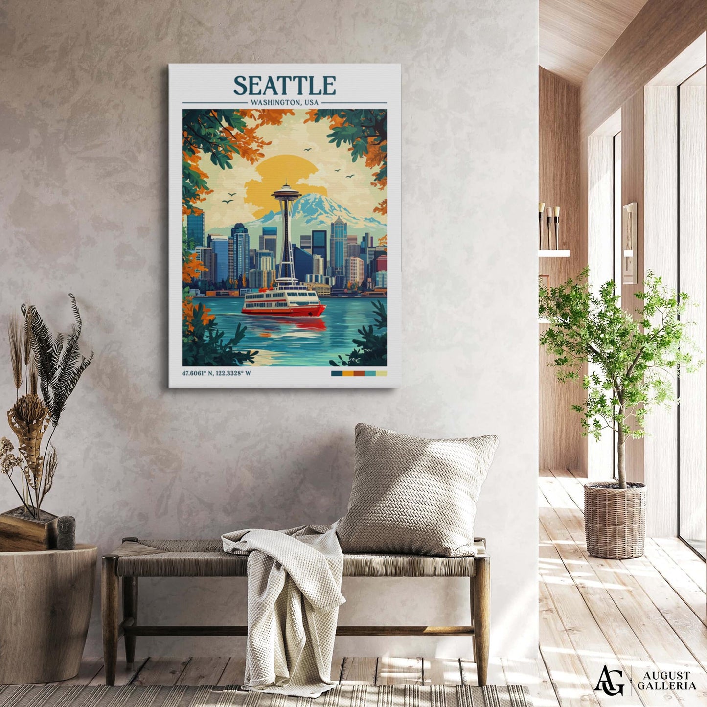 Seattle Washington Retro Travel Print