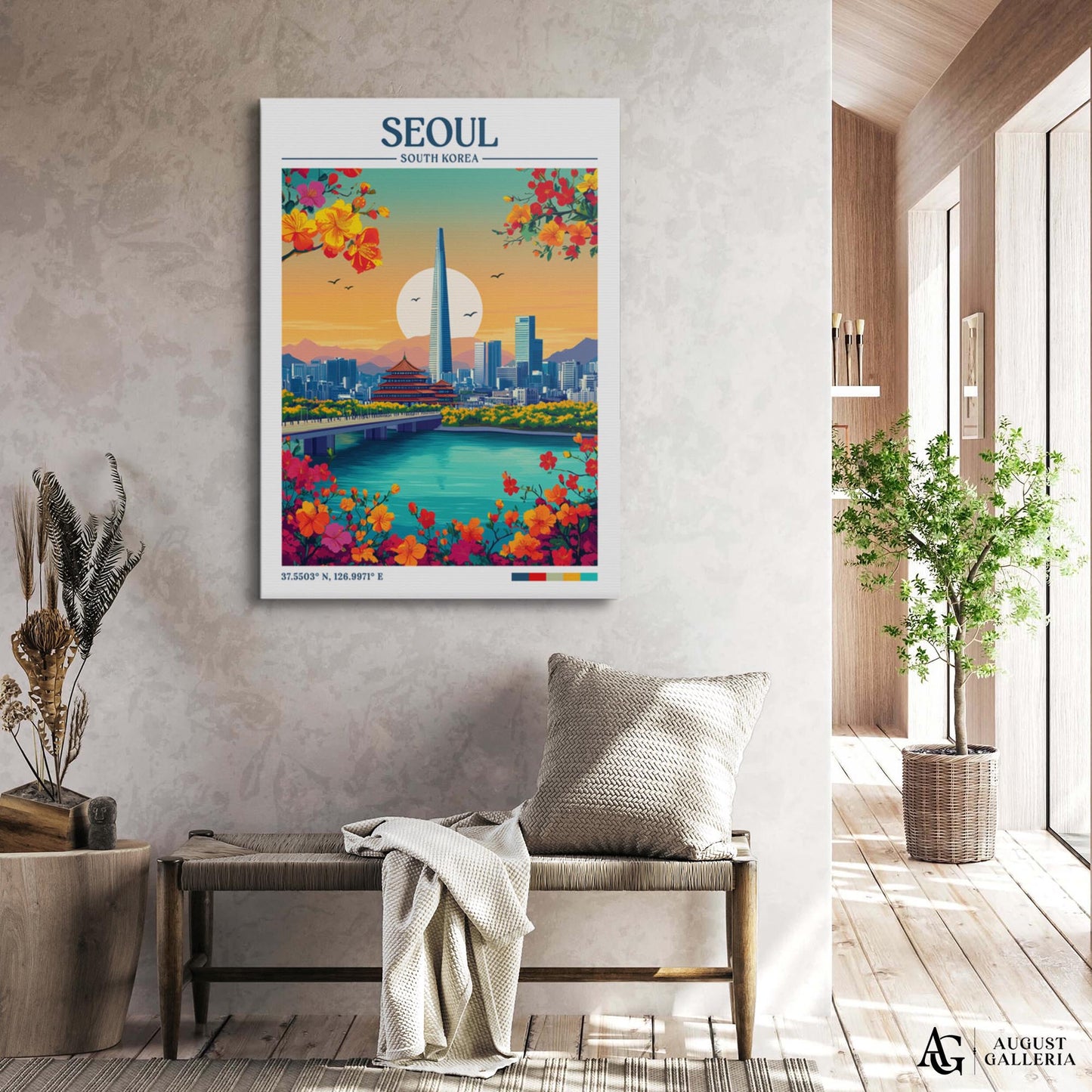 Seoul South Korea Retro Travel Print