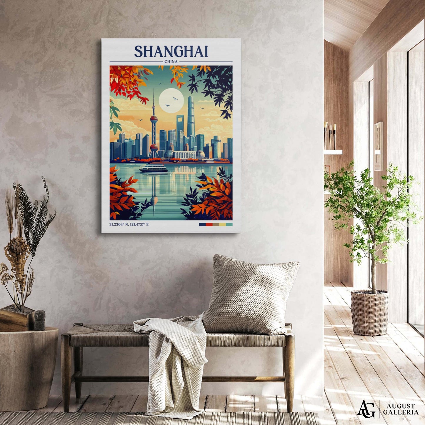 Shanghai China Retro Travel Print