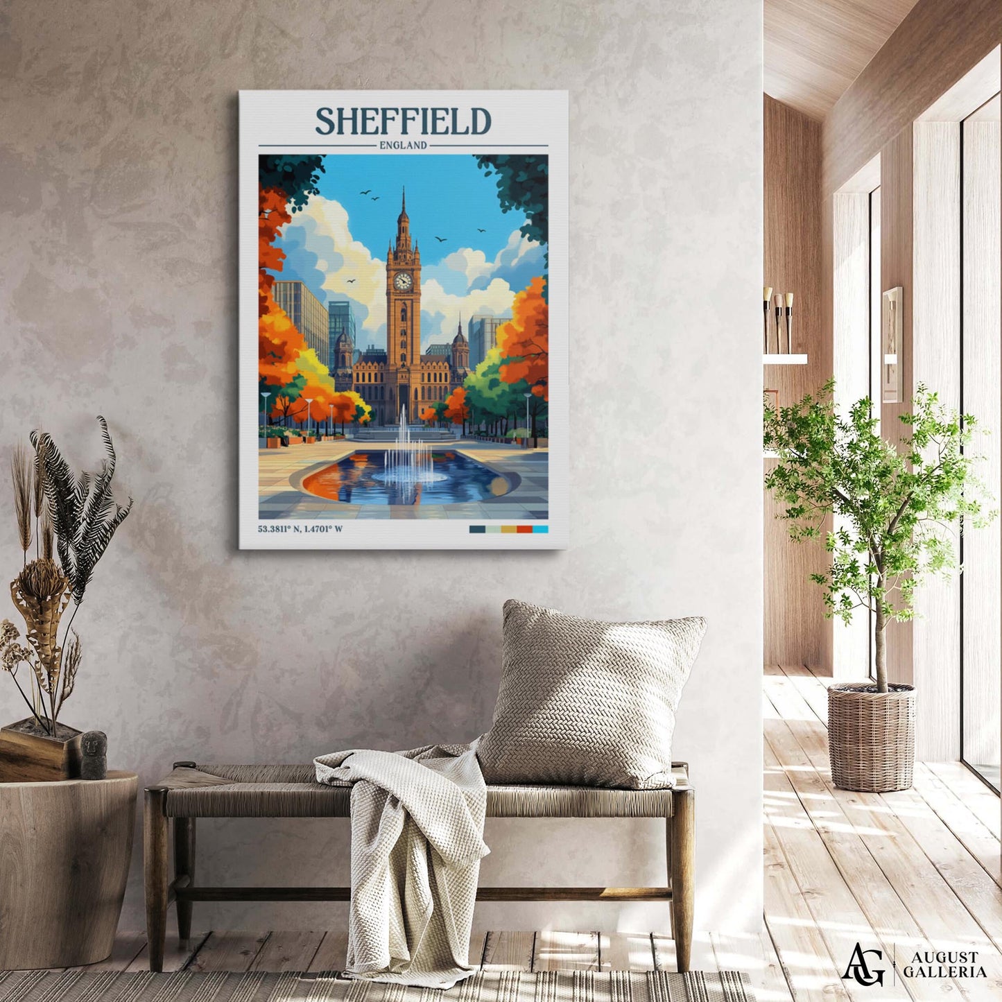 Sheffield England Retro Travel Print