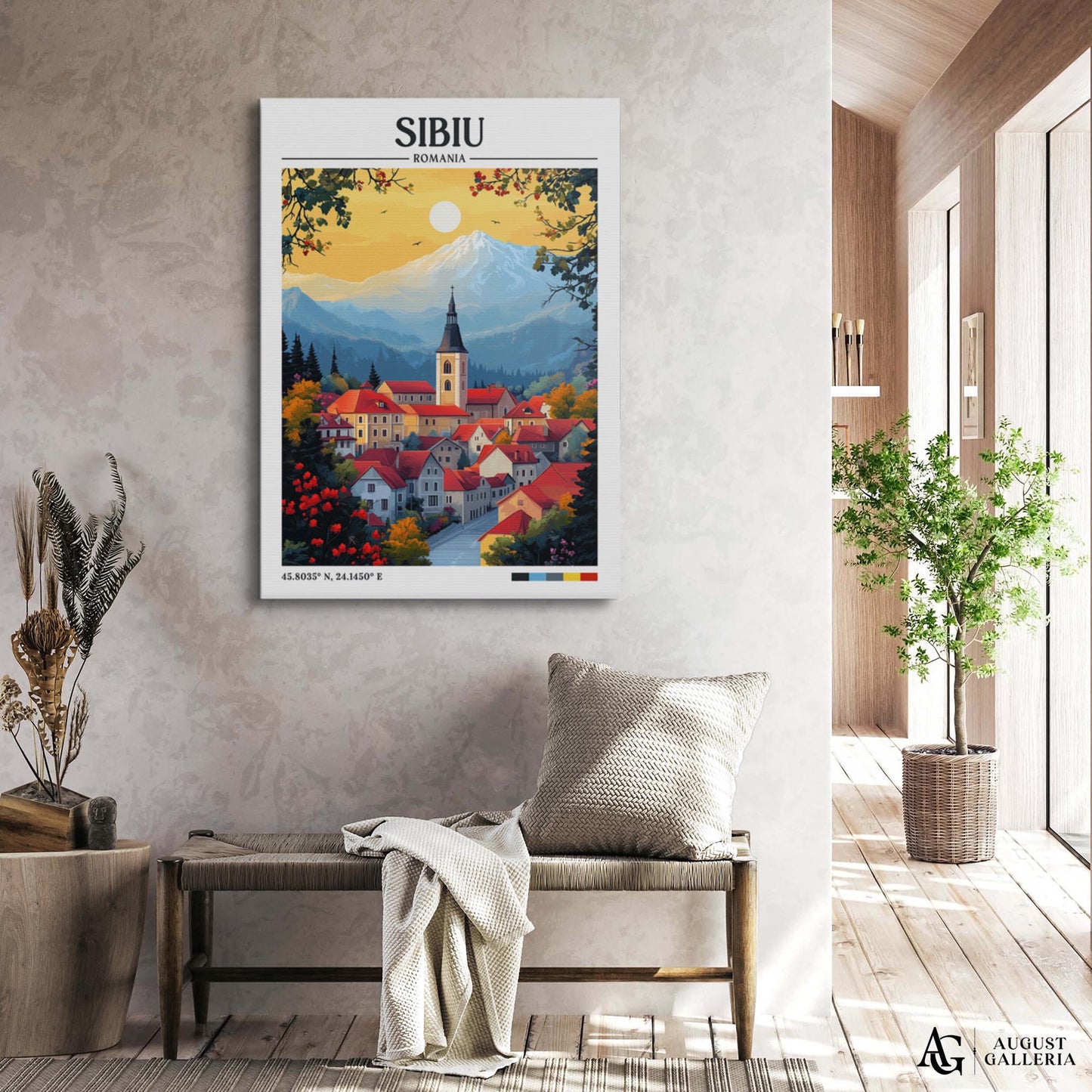 Sibiu Romania Retro Travel Print