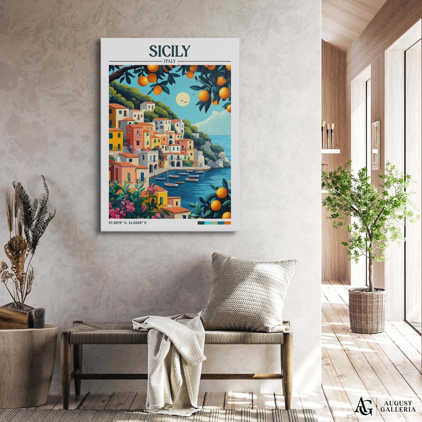 Sicily Italy Retro Travel Print