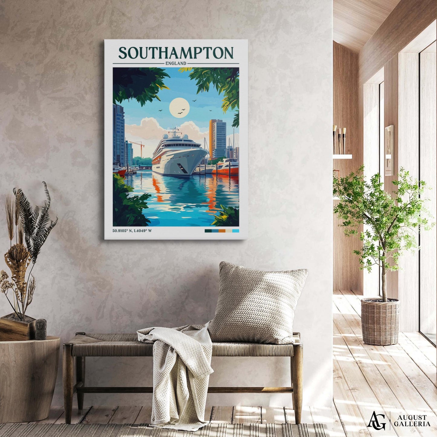 Southampton England Retro Travel Print
