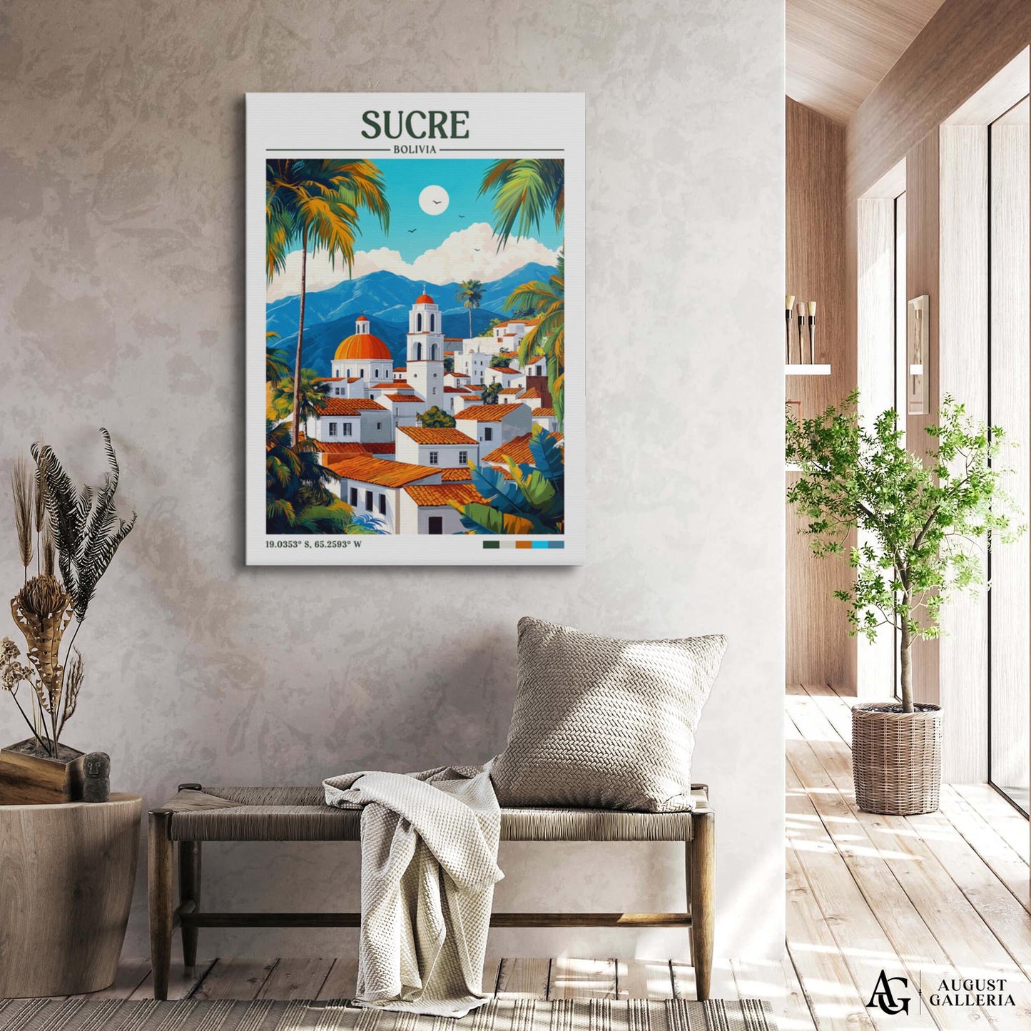 Sucre Bolivia Retro Travel Print