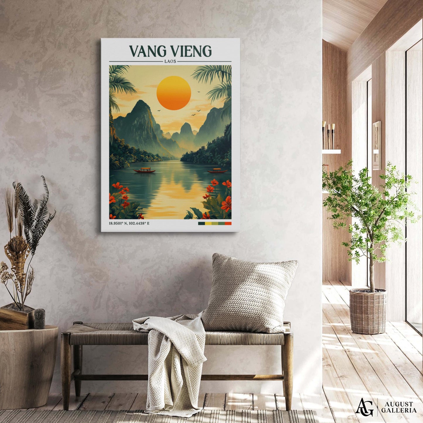 Vang Vieng Laos Retro Travel Print