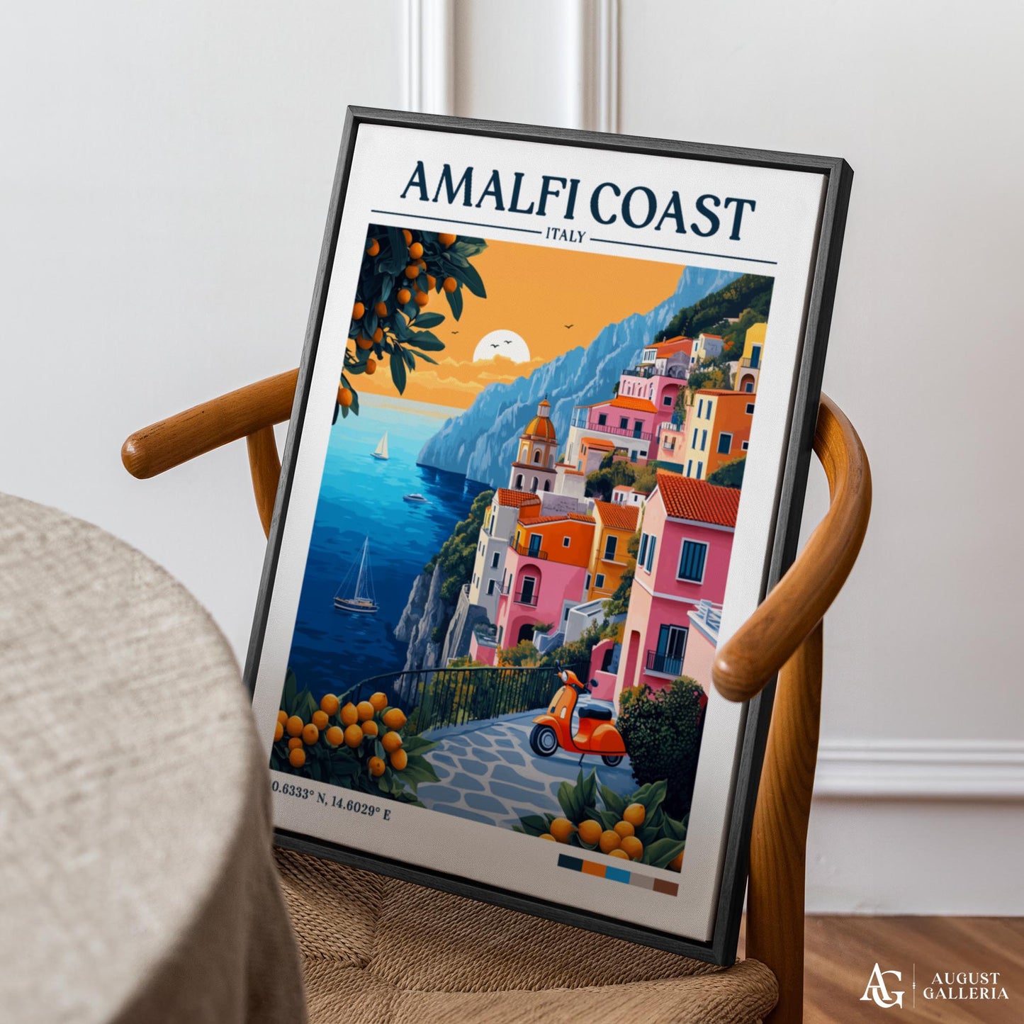 Amalfi Coast Italy Retro Travel Print