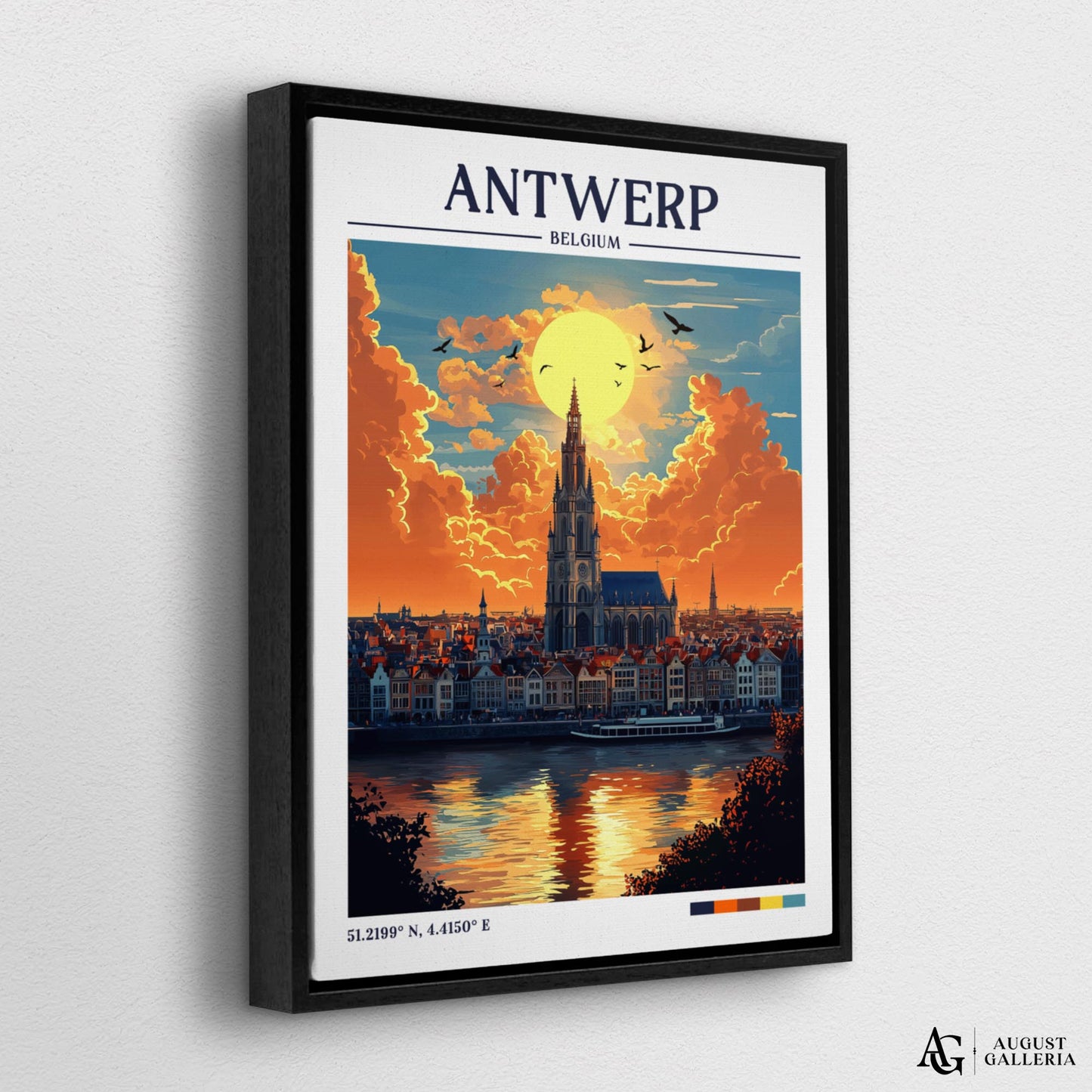 Antwerp Belgium Retro Travel Print