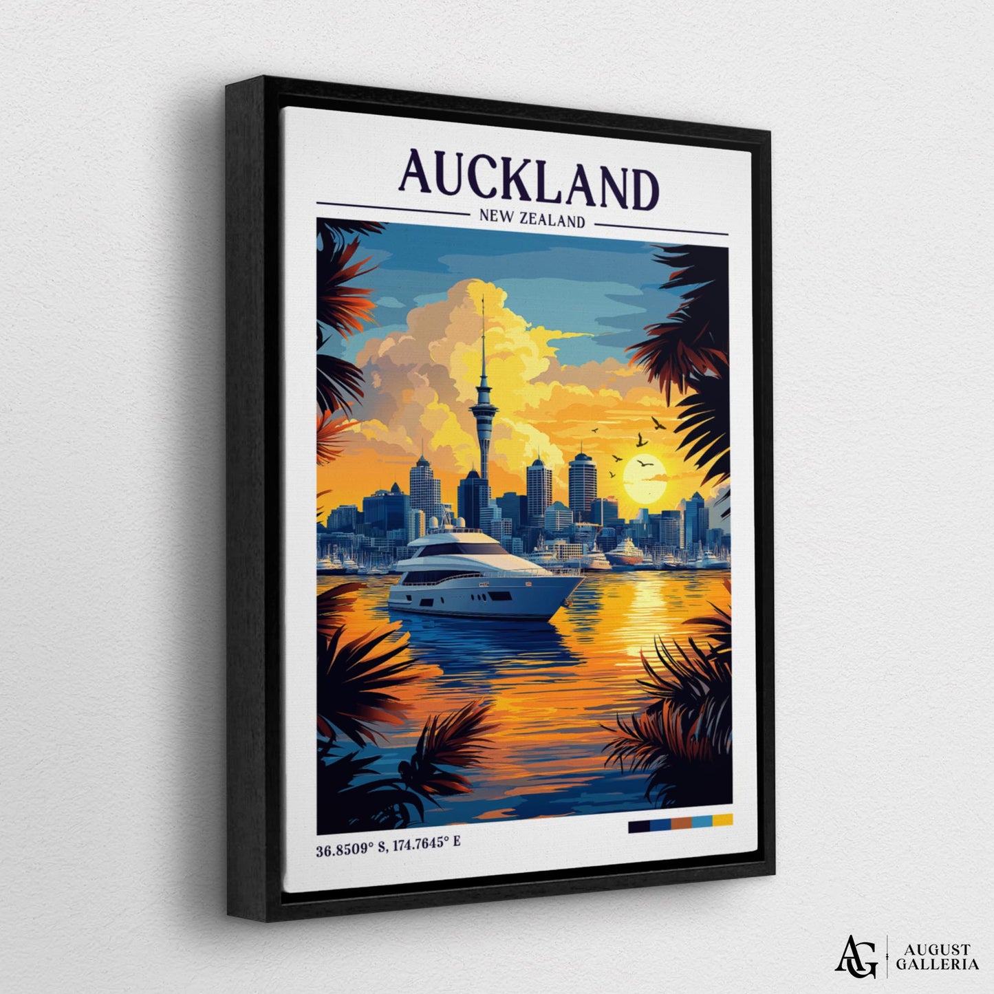 Auckland New Zealand Retro Travel Print