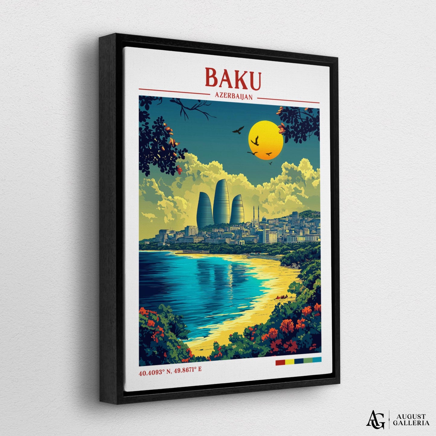 Baku Azerbaijan Retro Travel Print