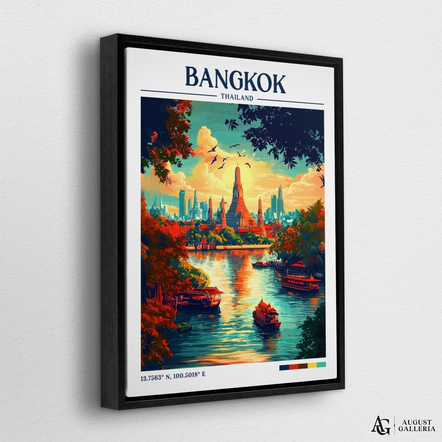Bangkok Thailand Retro Travel Print