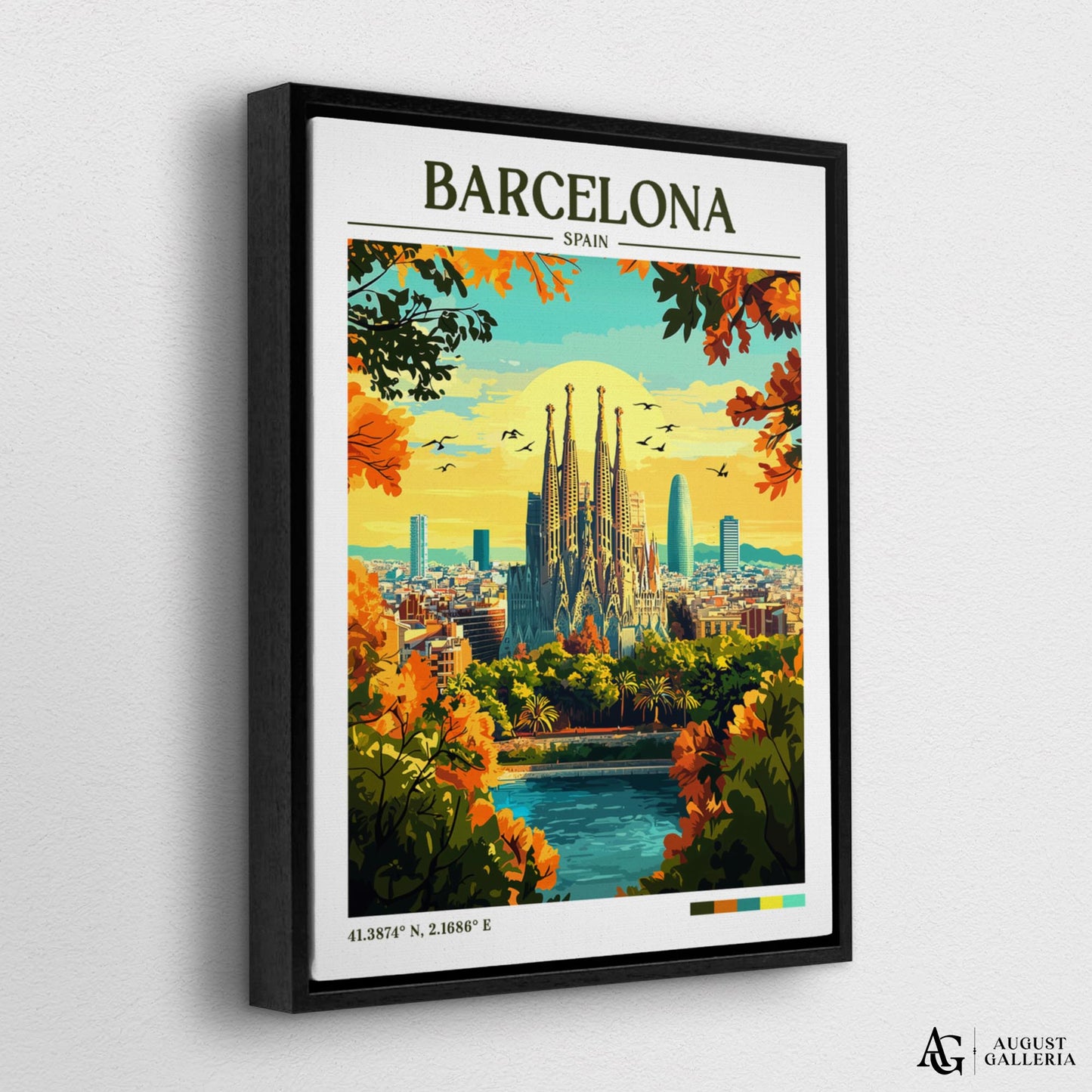 Barcelona Spain Retro Travel Print