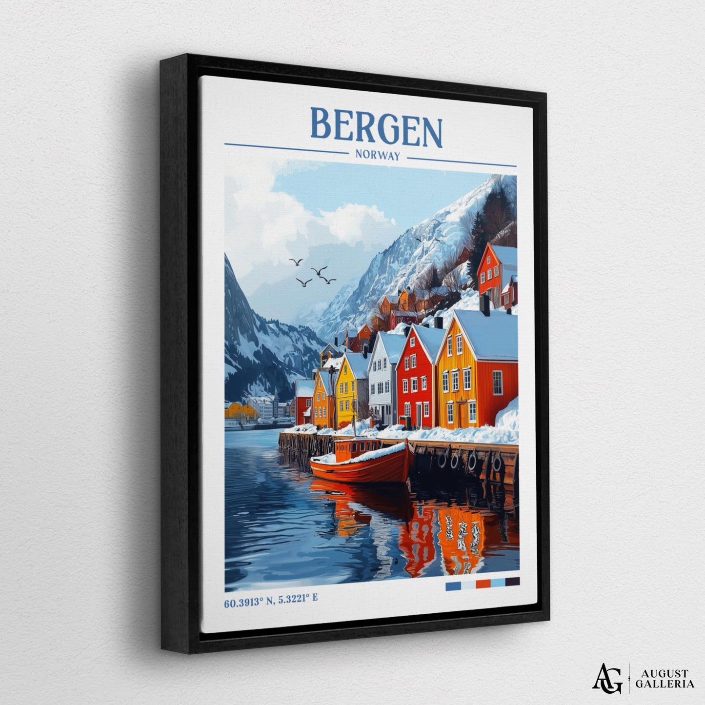 Bergen Norway Retro Travel Print
