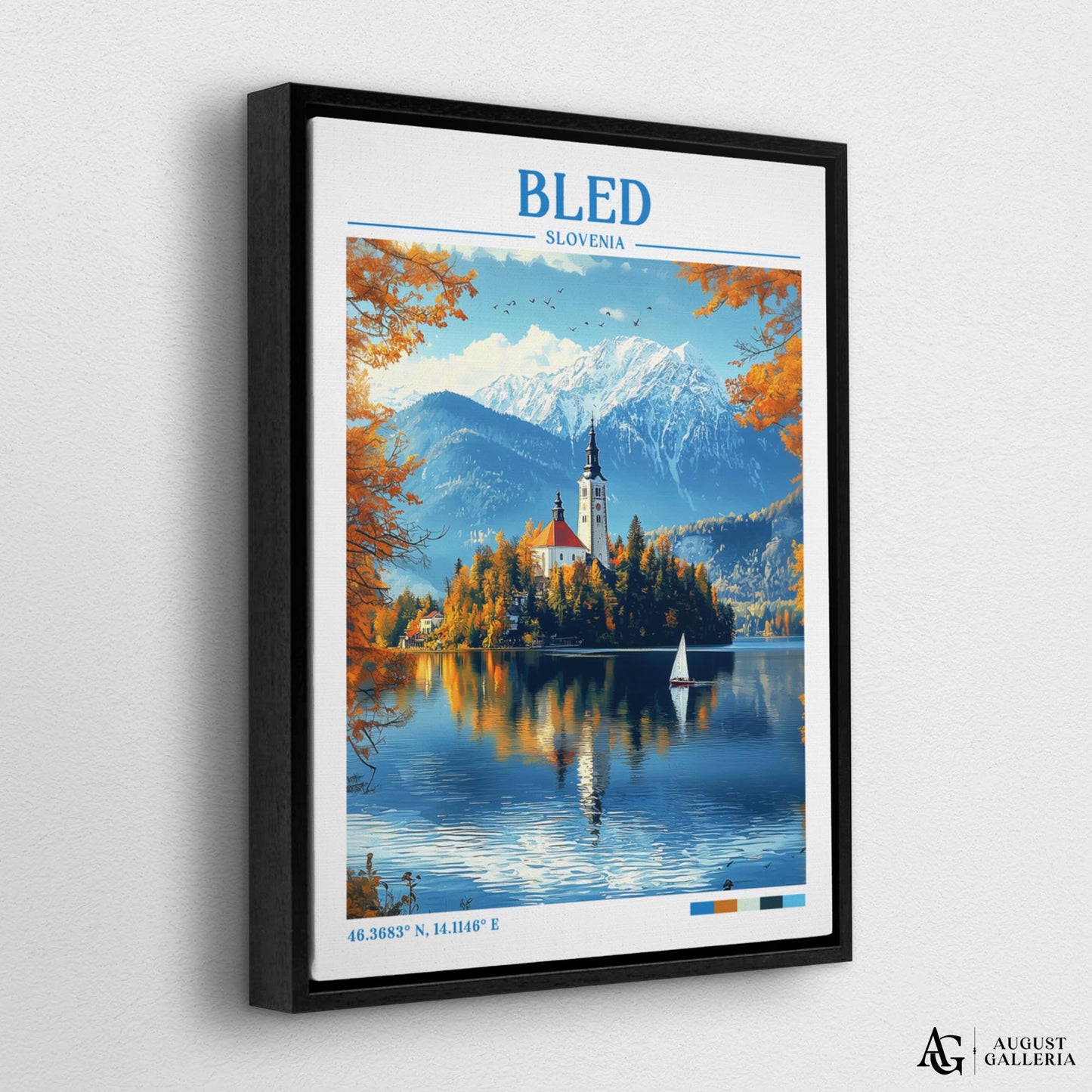 Bled Slovenia Retro Travel Print