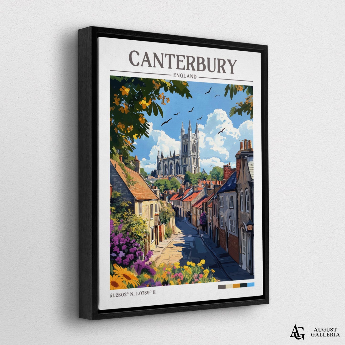 Canterbury England Retro Travel Print