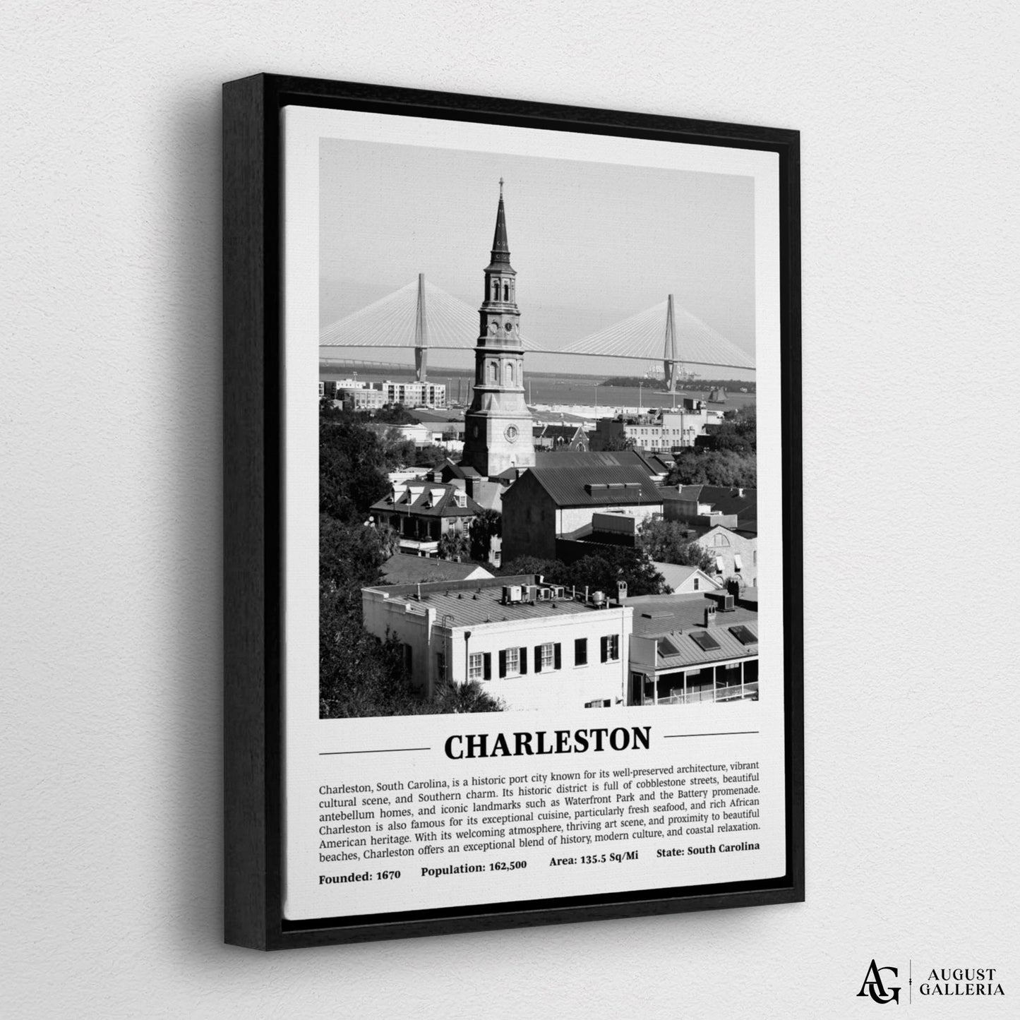 Charleston Black & White City Print