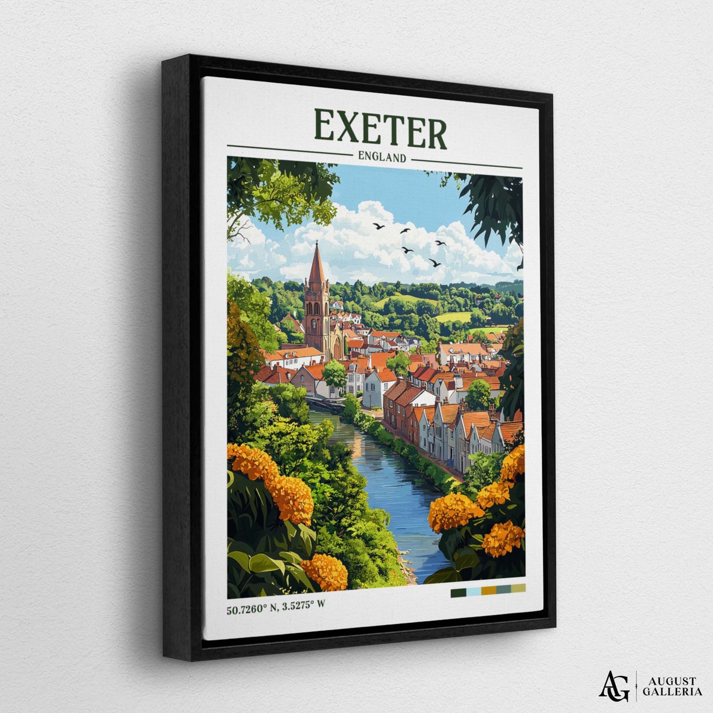 Exeter England Retro Travel Print