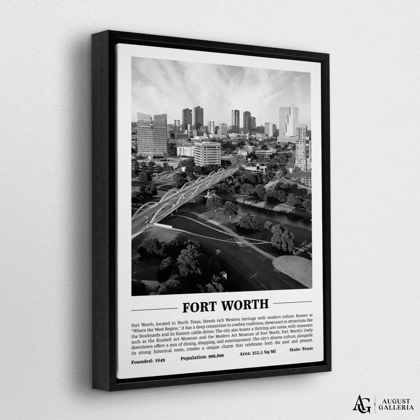 Fort Worth Black & White City Print